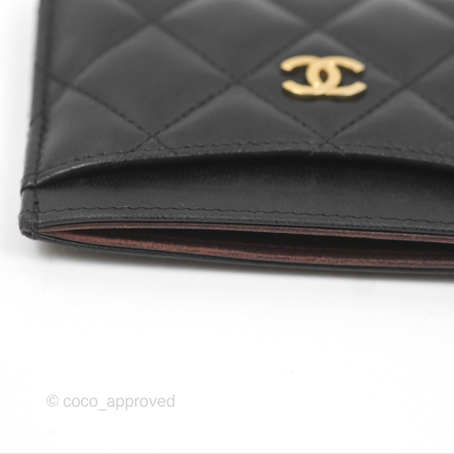 Chanel Classic Flat Card Holder Black Lambskin Gold Hardware