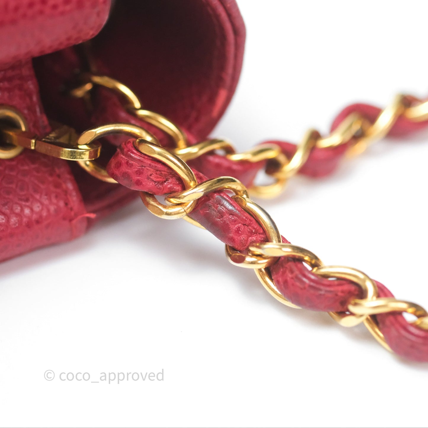 Chanel Medium Vintage Quilted Classic Diana Flap Bag Red Caviar 24K Gold Hardware