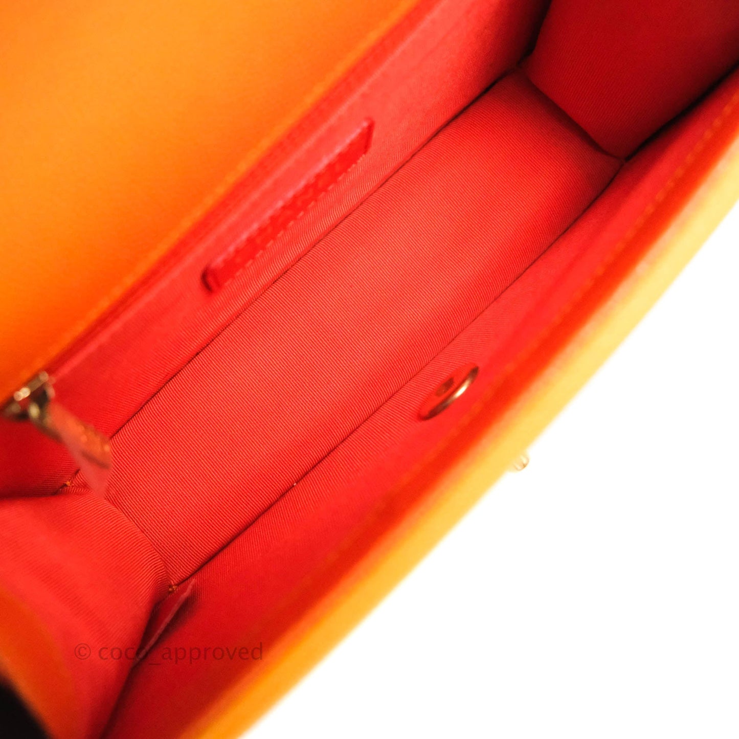 Chanel Quilted Sunset On The Sea Orange Flap Bag Caviar Aged Gold Hardware