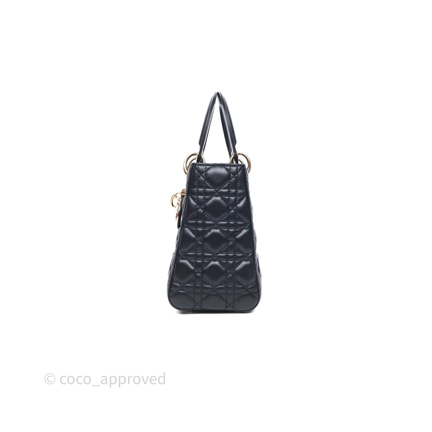 Christian Dior Medium Lady Dior Navy Lambskin Gold Hardware