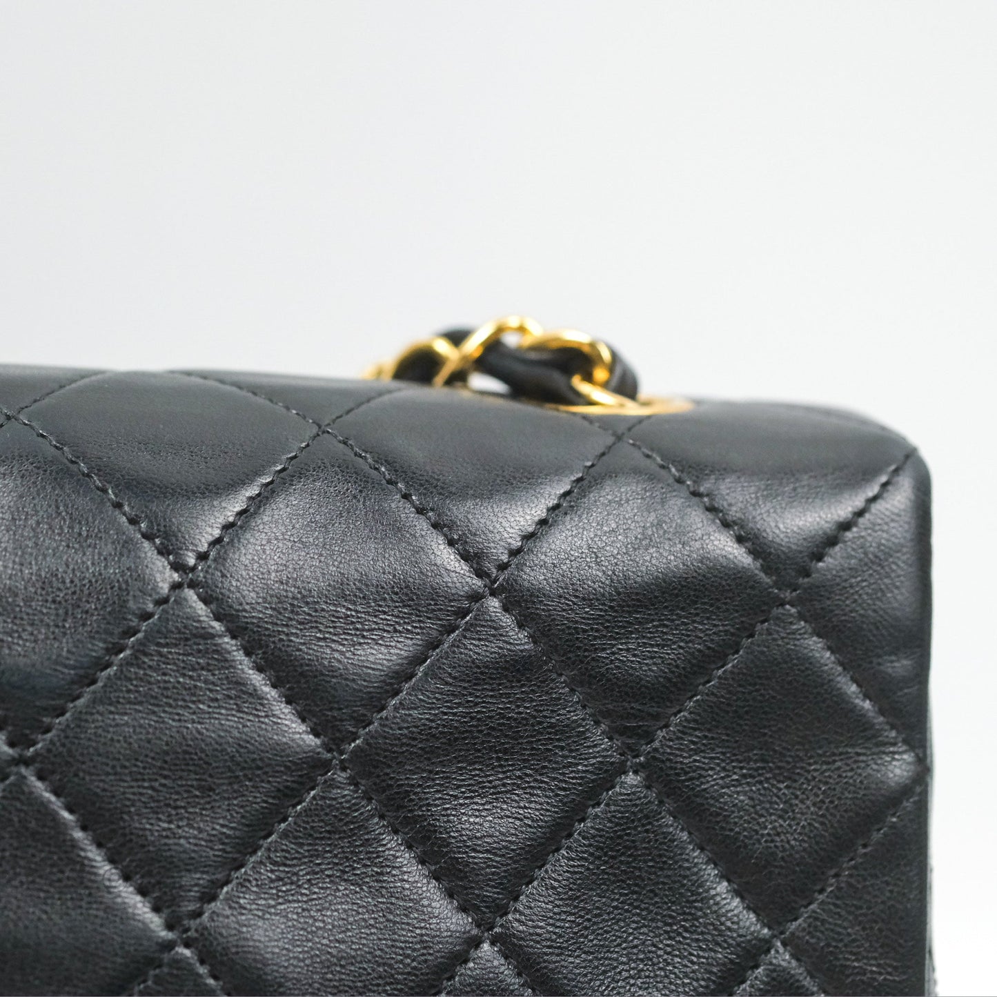 Chanel Vintage Square Flap Bag Black Lambskin 24K Gold Hardware