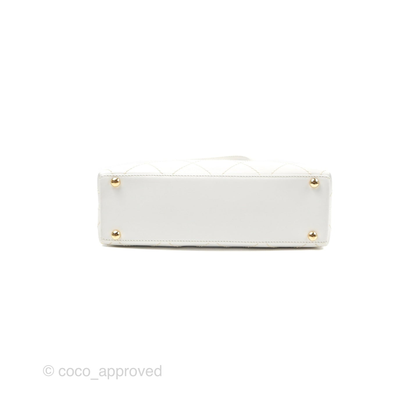 Chanel Vintage Quilted CC Tote Bag White Calfskin Gold Hardware