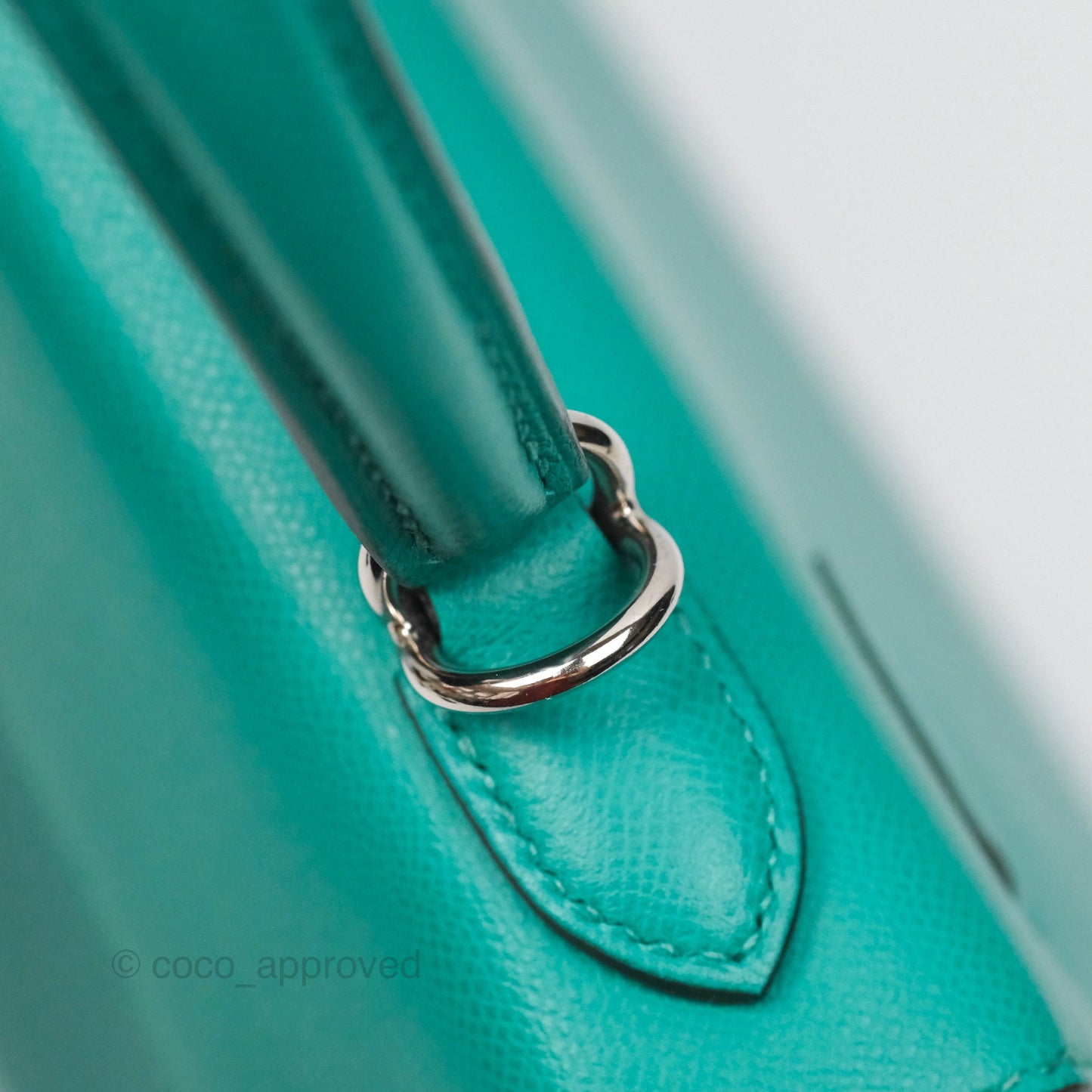 Hermès Sellier Kelly 25 Madame Leather Vert Verone U1/ Bleu De Prusse 7P Palladium Hardware