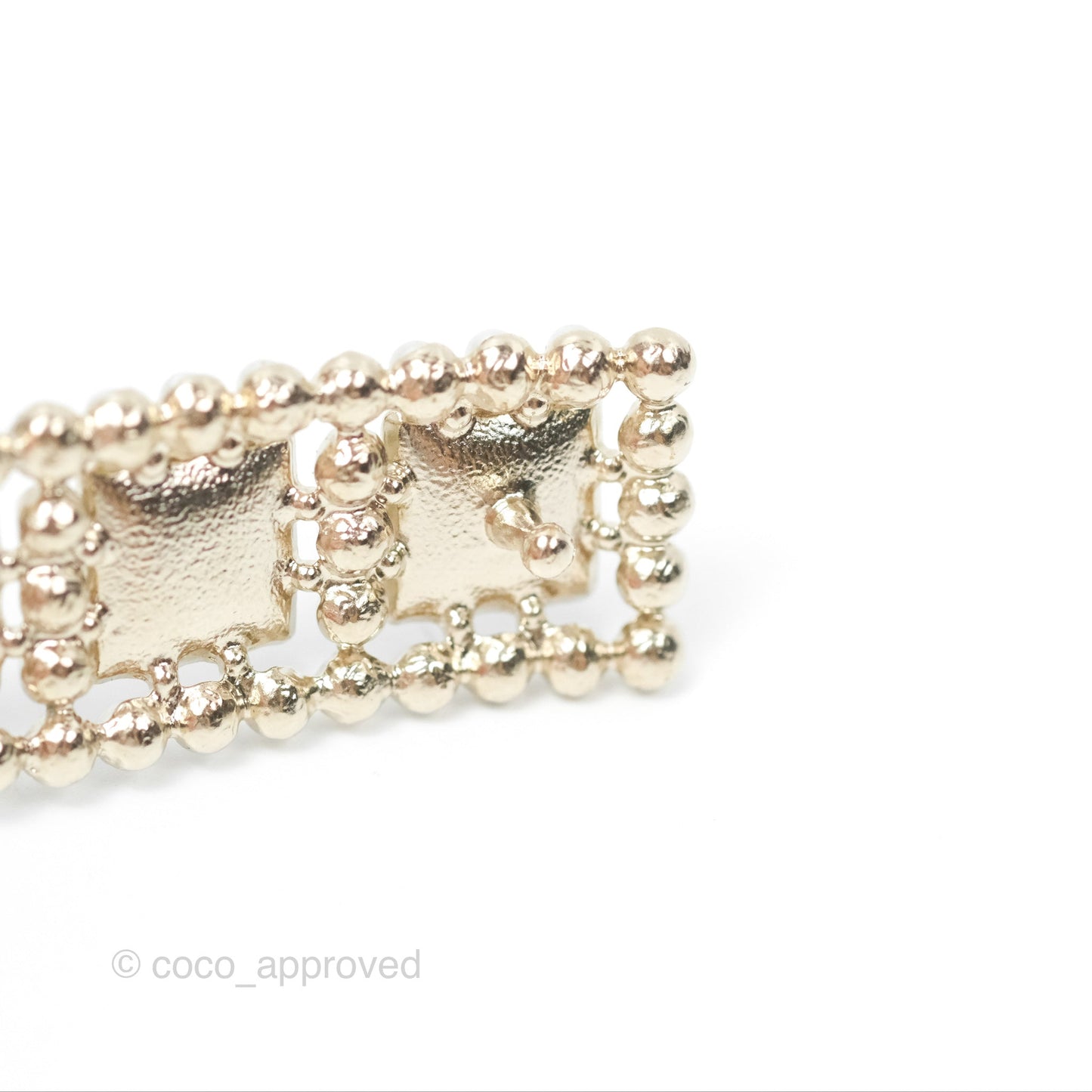 Chanel CC Pearl Grey Resin Hair Clip Gold Tone 21V