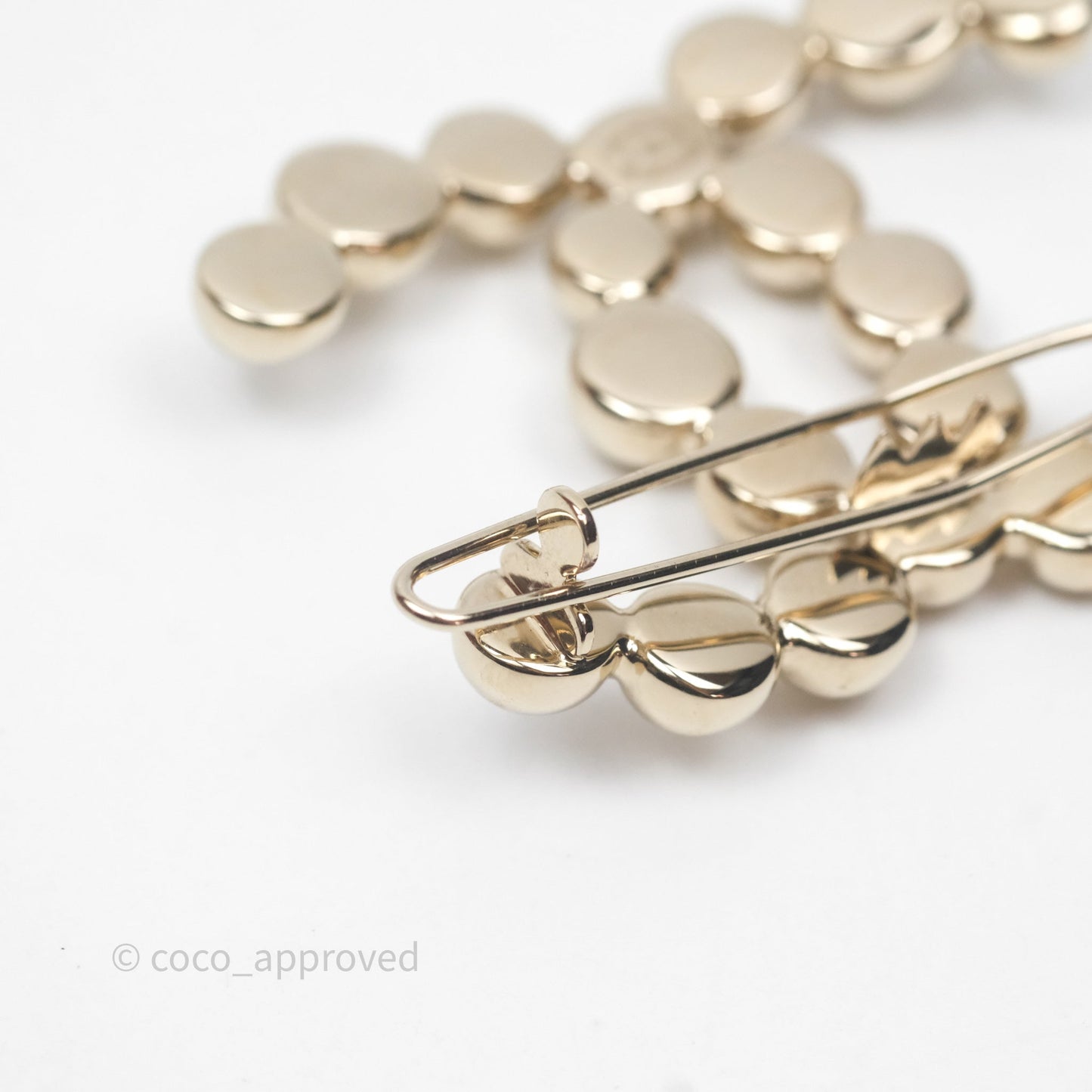 Chanel Metal Beaded CC Hair Clip Gold Tone 21S