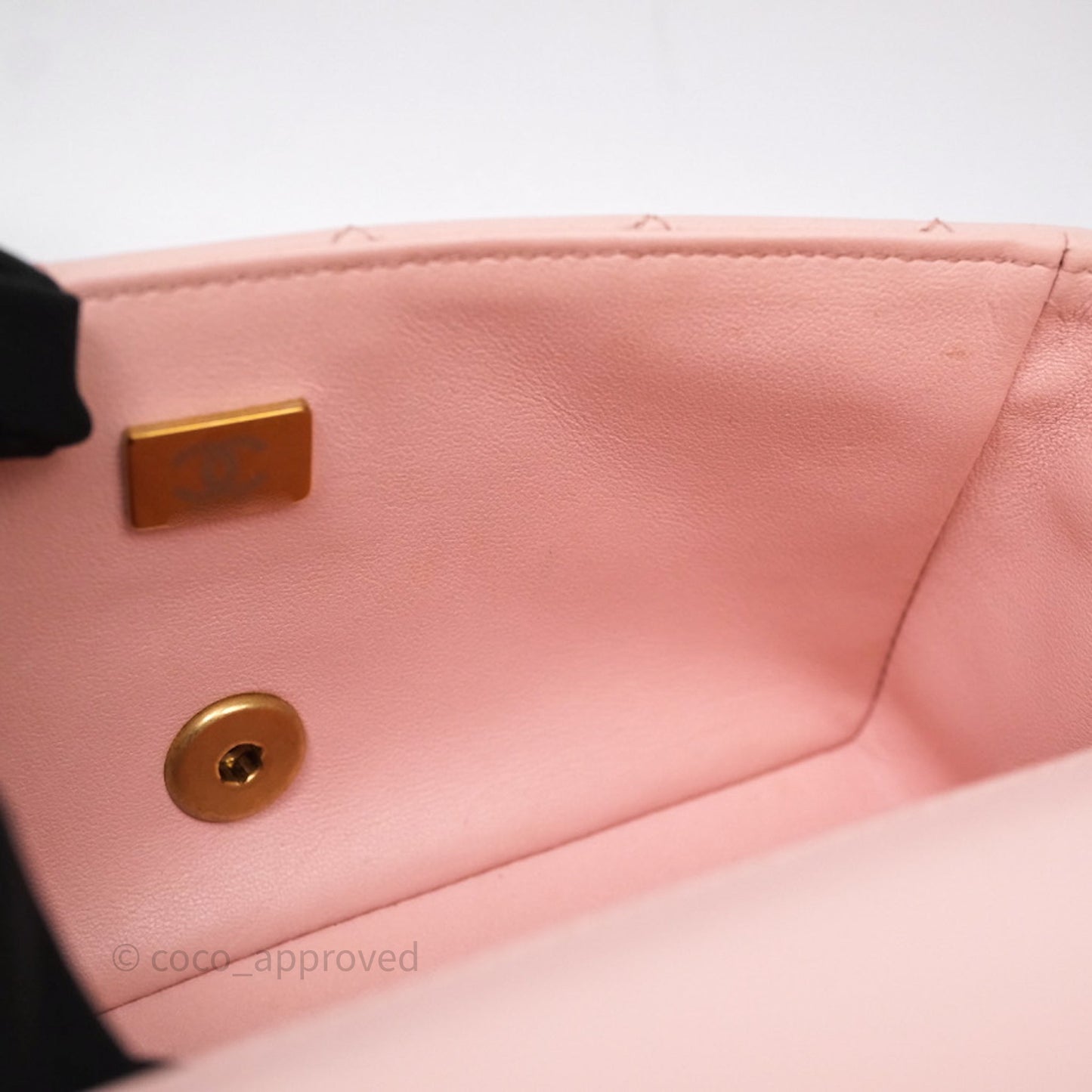 Chanel Top Handle Mini Rectangular Flap Bag Pink Lambskin Aged Gold Hardware