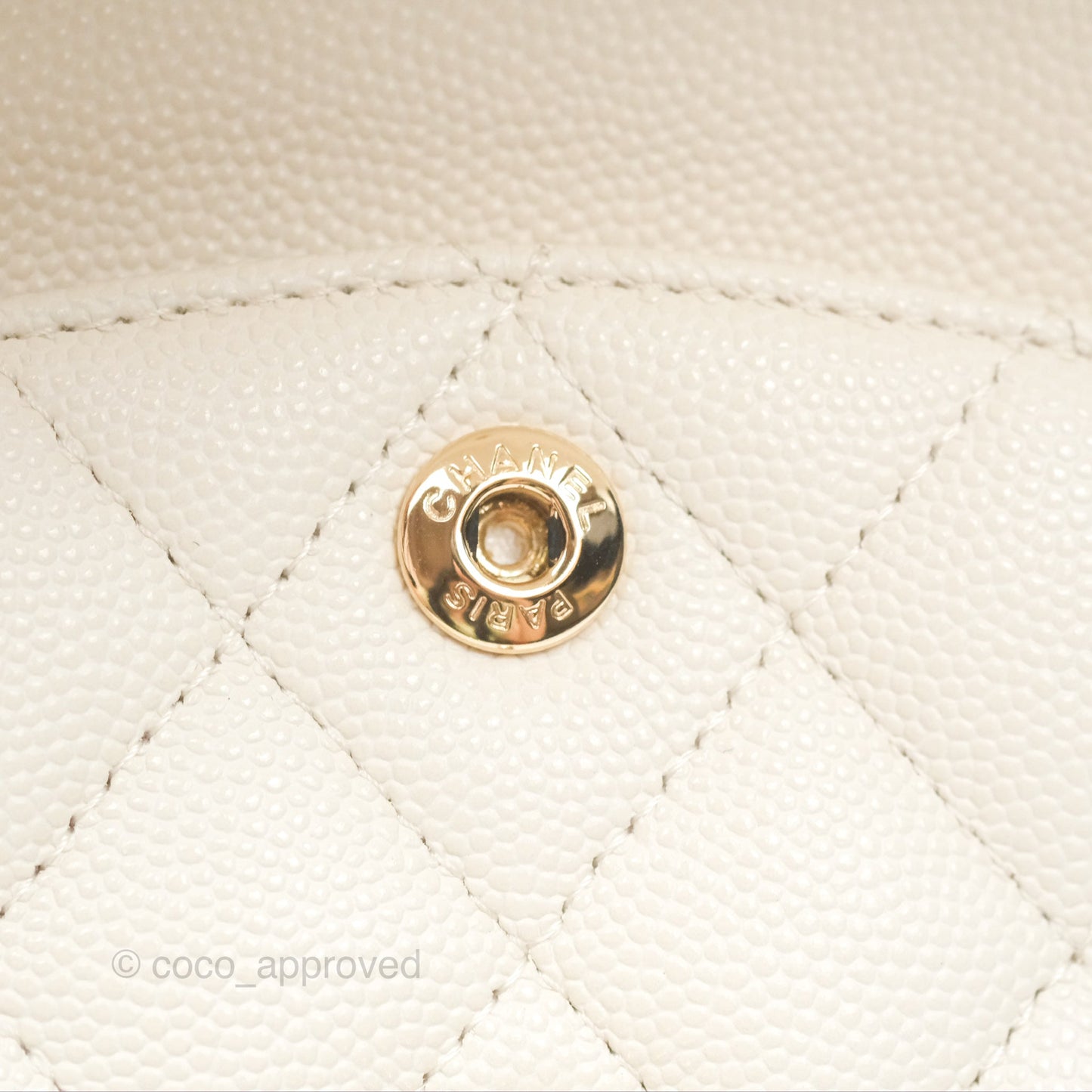 Chanel Small Classic Quilted Flap Light Ivory Caviar Gold Hardware