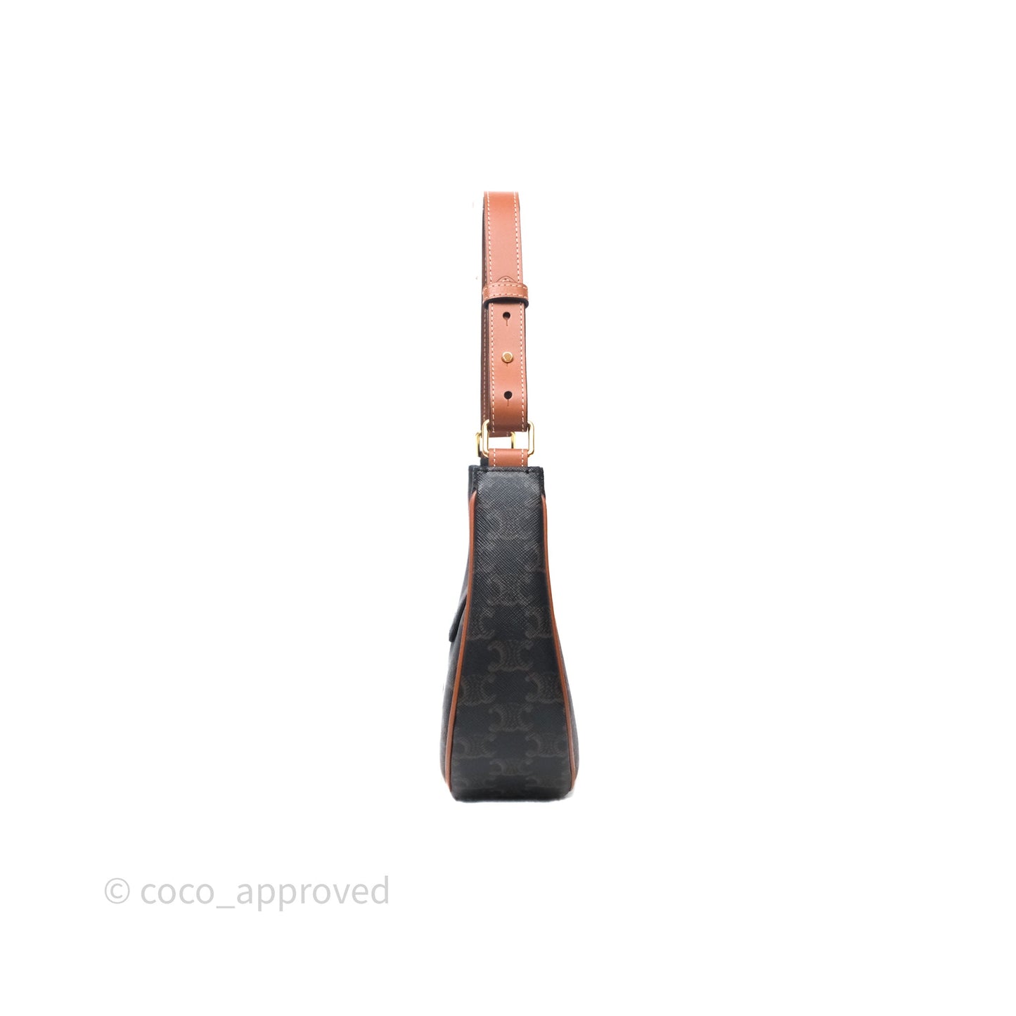 Celine Medium Ava Triomphe Bag Triomphe Canvas Tan Calfskin