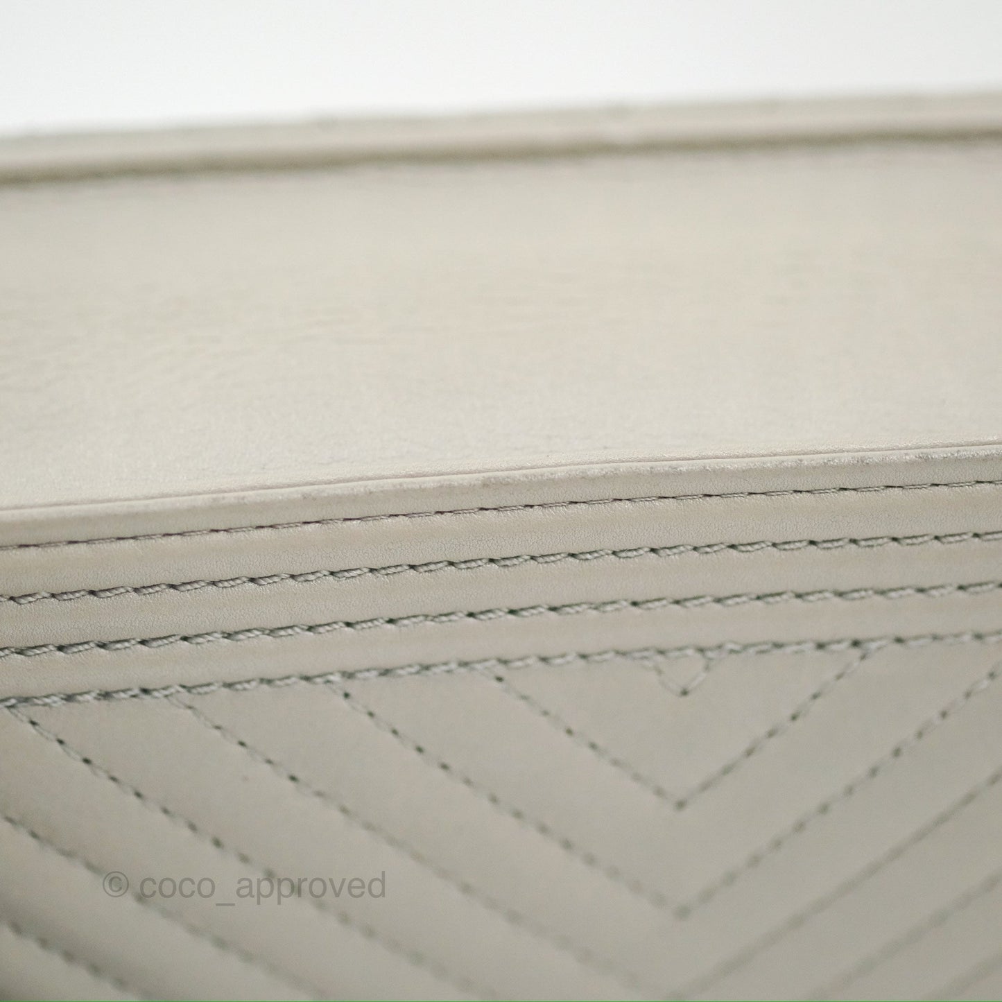 Chanel Chevron Boy Wallet on Chain WOC Grey Lambskin Gun Metal
