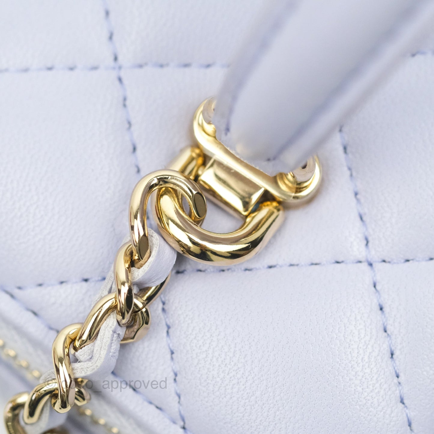 Chanel Vanity Rectangular Top Handle Light Purple Lilac Lambskin Gold Hardware