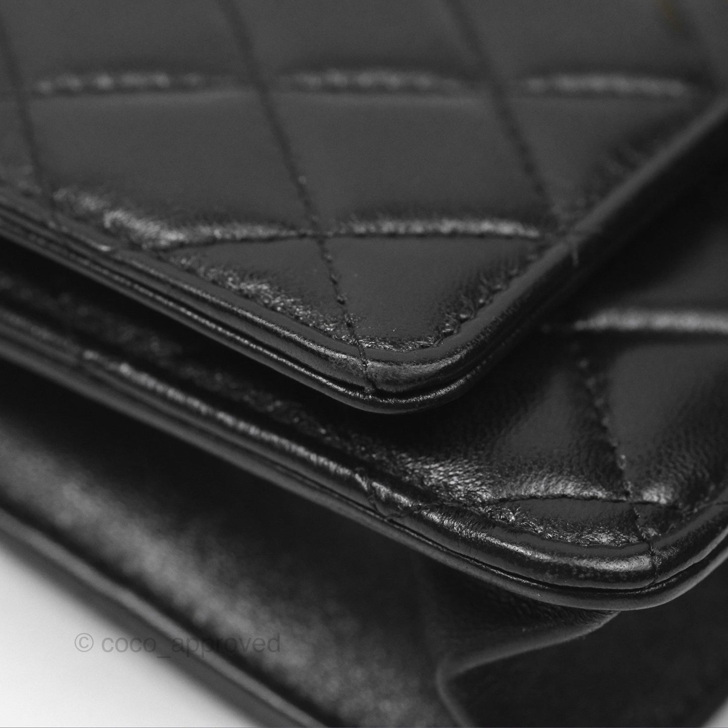Chanel Quilted Dynasty Wallet on Chain WOC Black Shiny Lambskin Gold Hardware