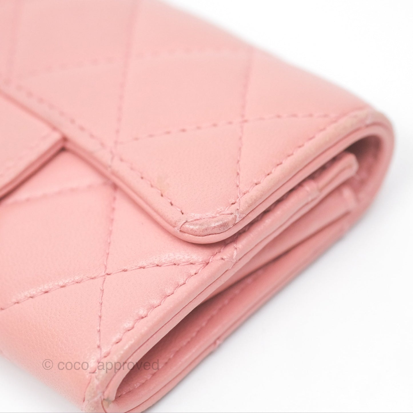 Chanel Classic Flap Card Holder Quilted Pink Lambskin Gold Hardware