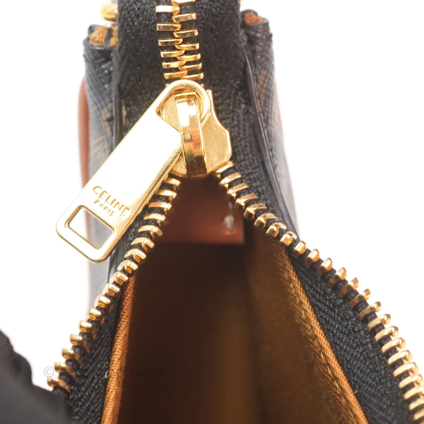 Celine Mini Ava Bag In Triomphe Canvas Calfskin Tan