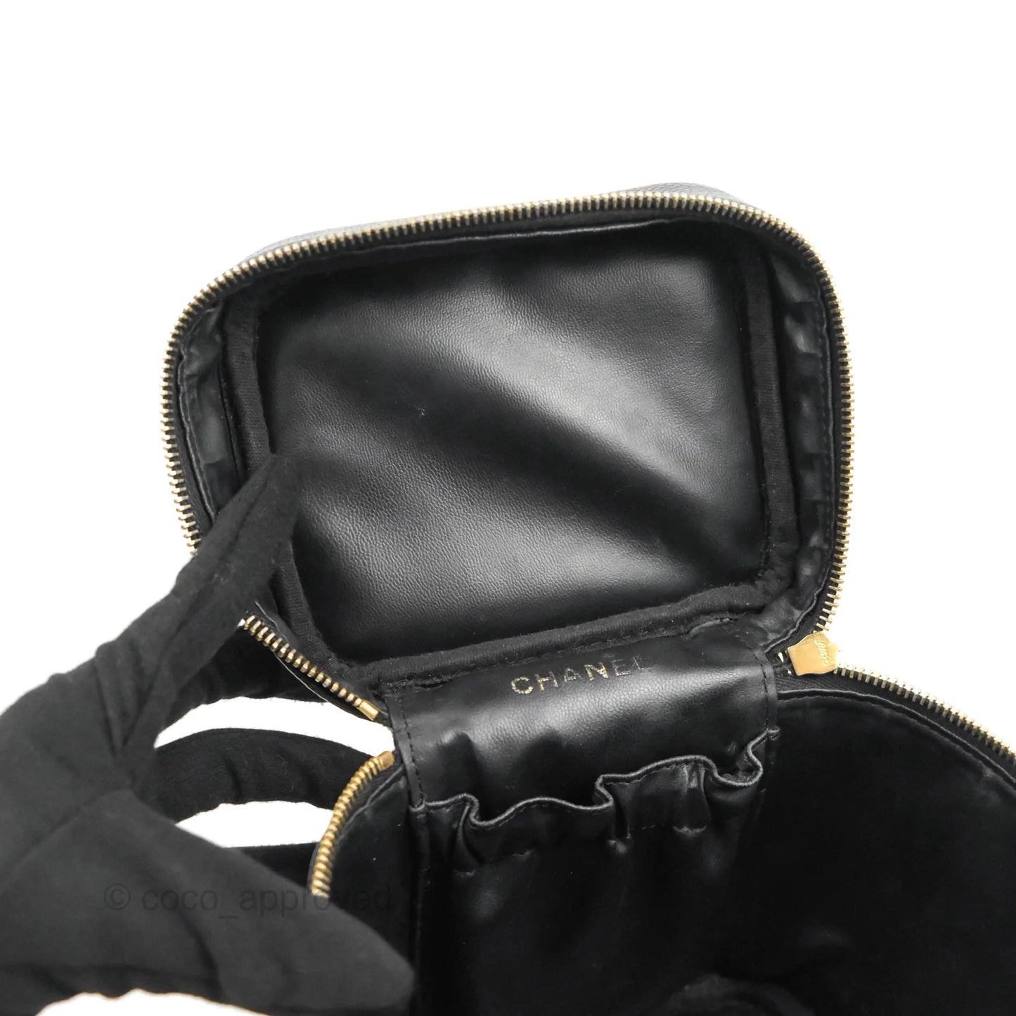 Chanel Vintage Vanity Case Black Caviar Gold Hardware