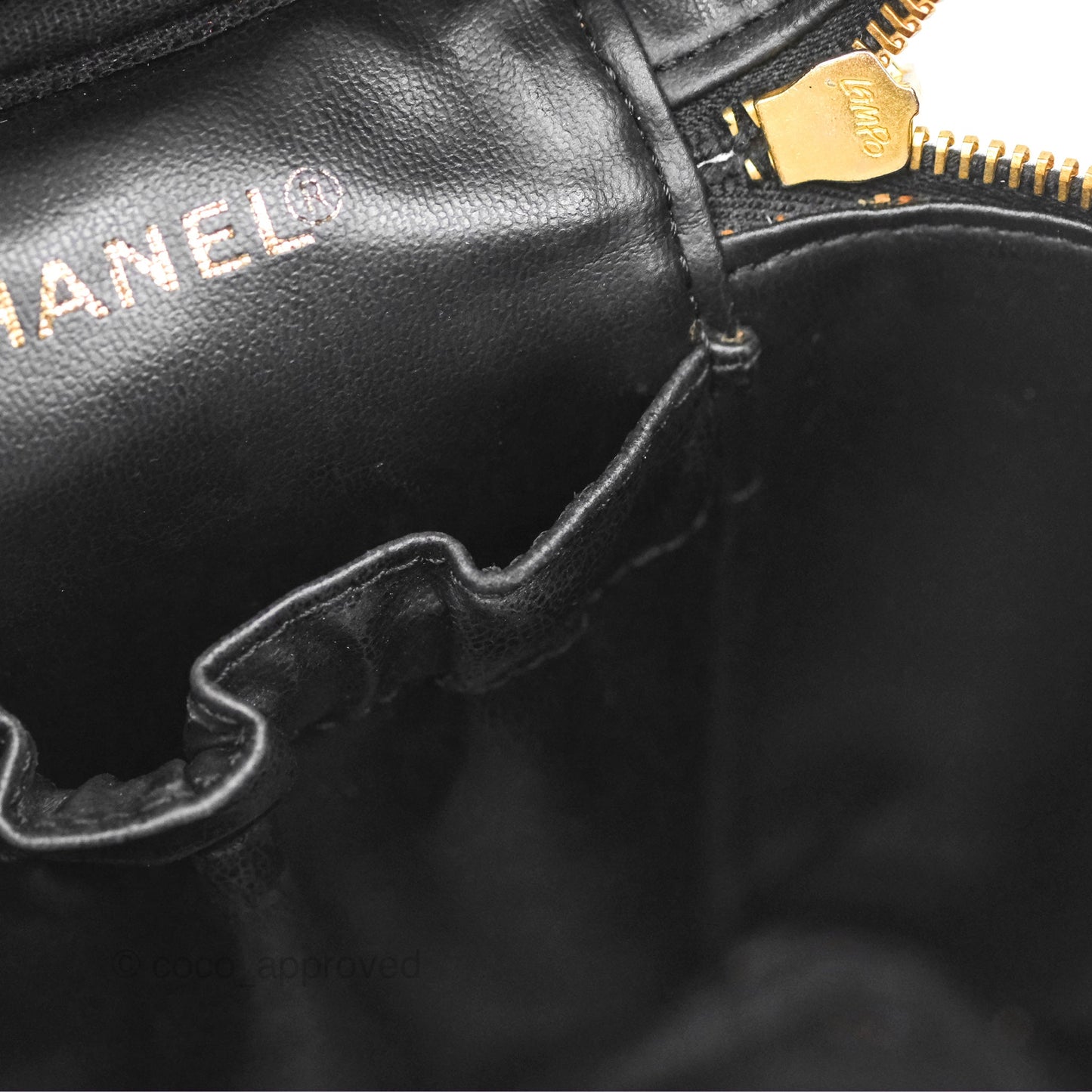 Chanel Vintage Vanity Case Black Caviar Gold Hardware