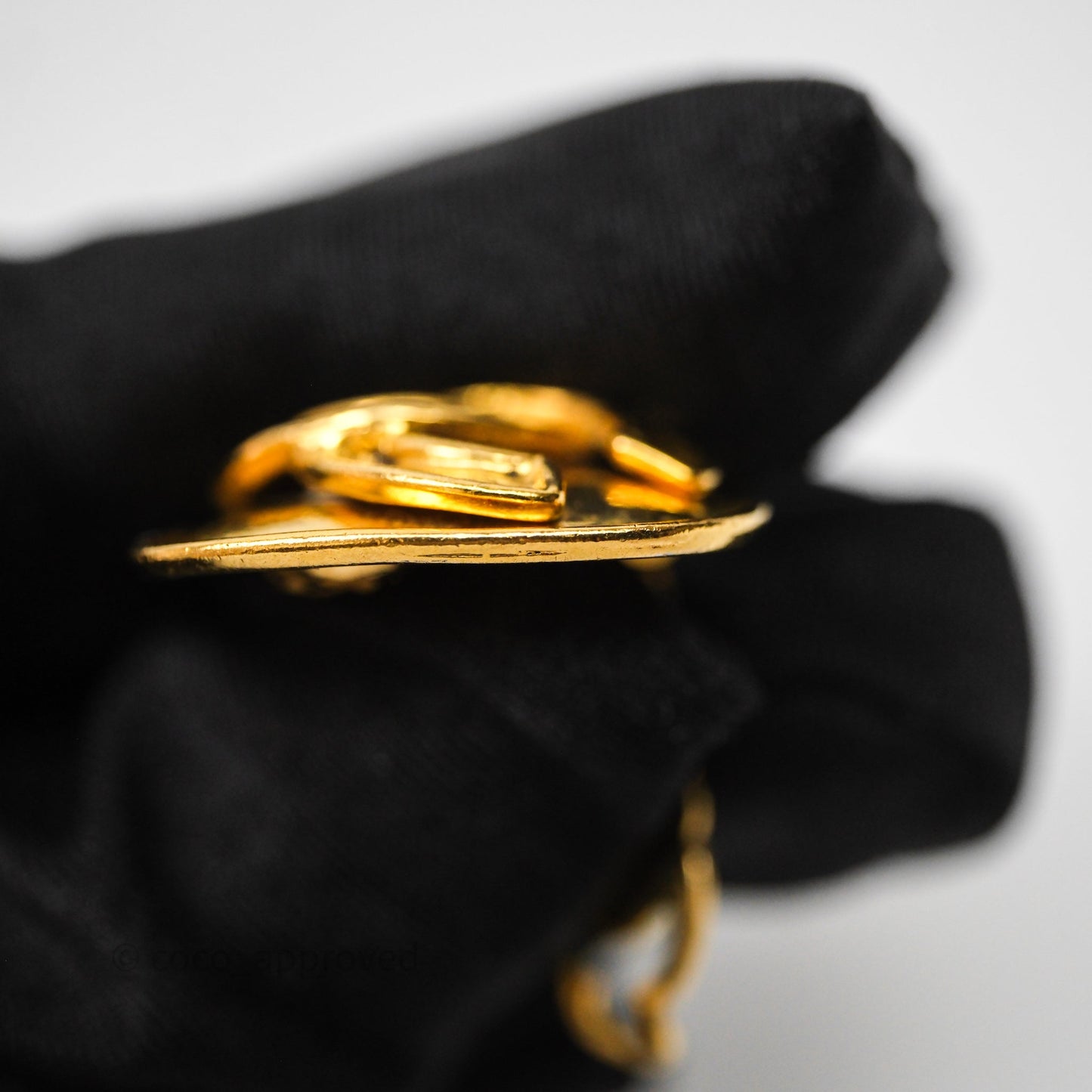 Chanel Square Ear Clip Gold Tone 94P