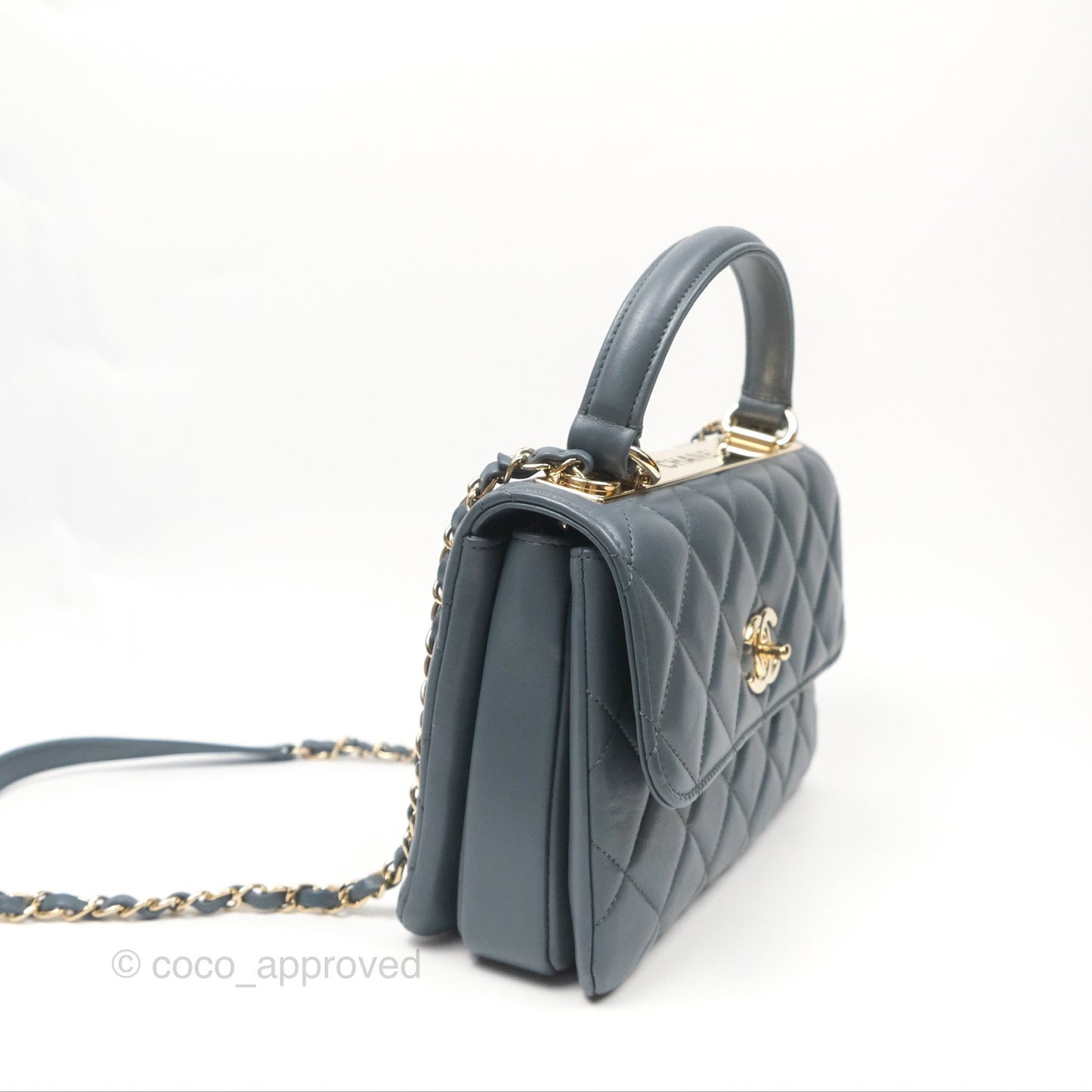 Chanel Small Trendy CC Grey Blue Lambskin Gold Hardware