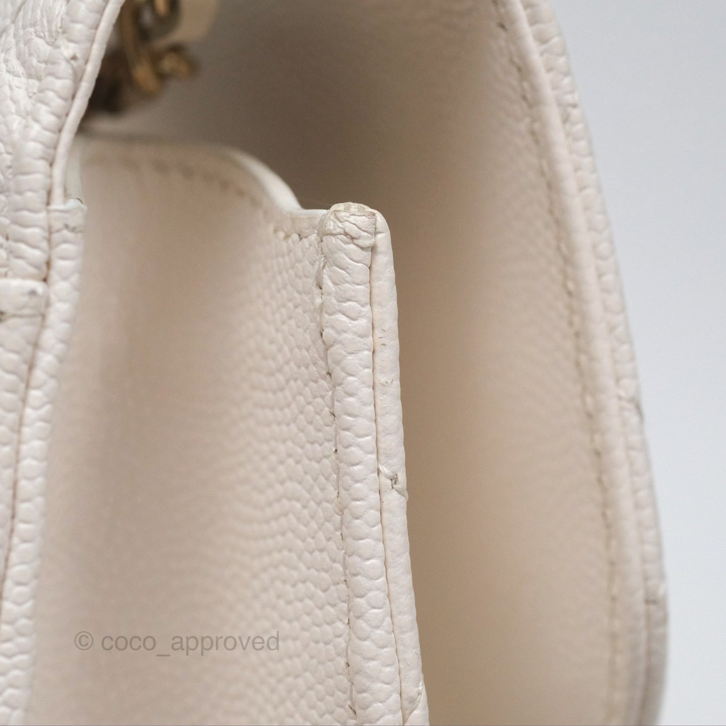 Chanel Classic Quilted Phone Holder White Caviar Gold Hardware