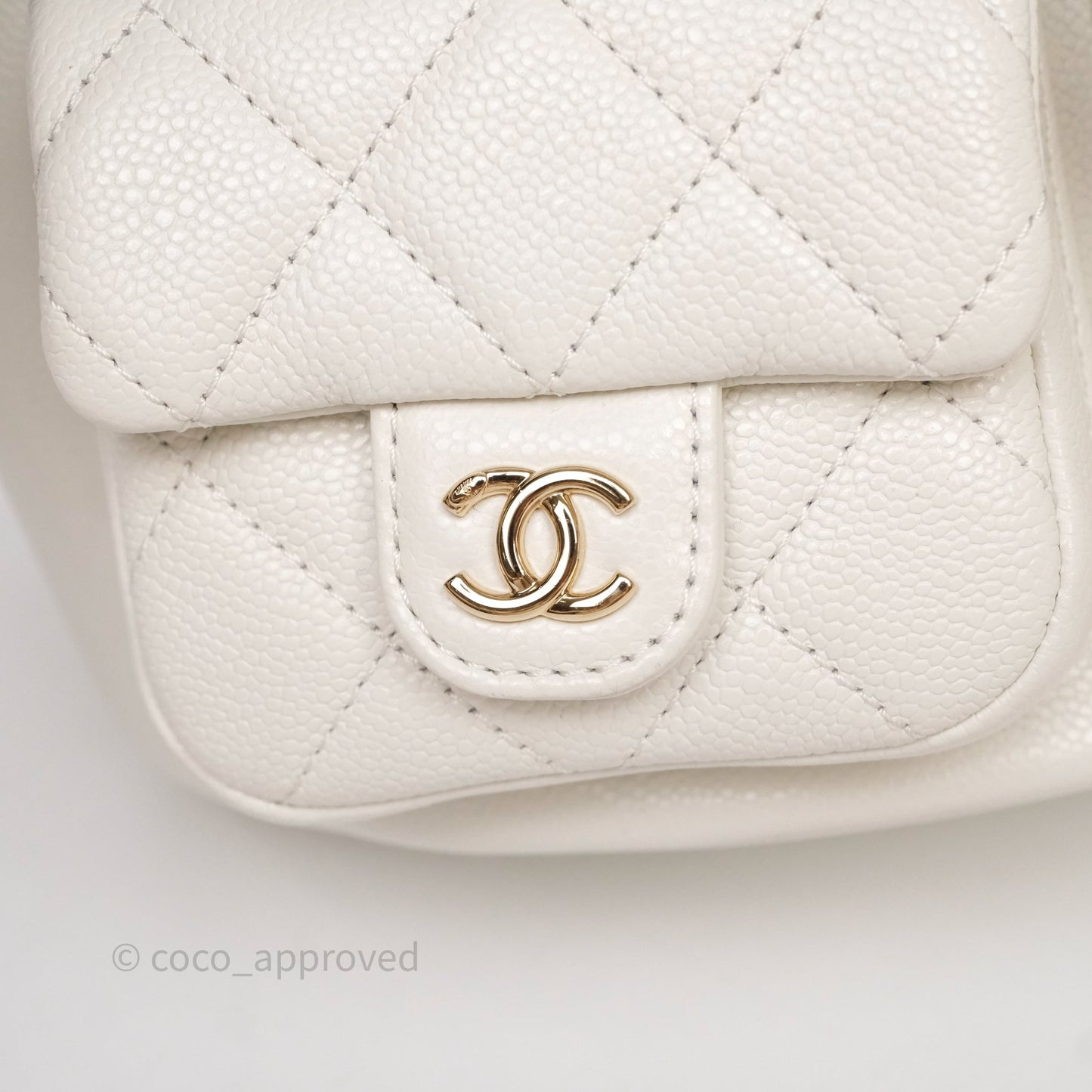 Chanel Duma Backpack Medium White Caviar Gold Hardware