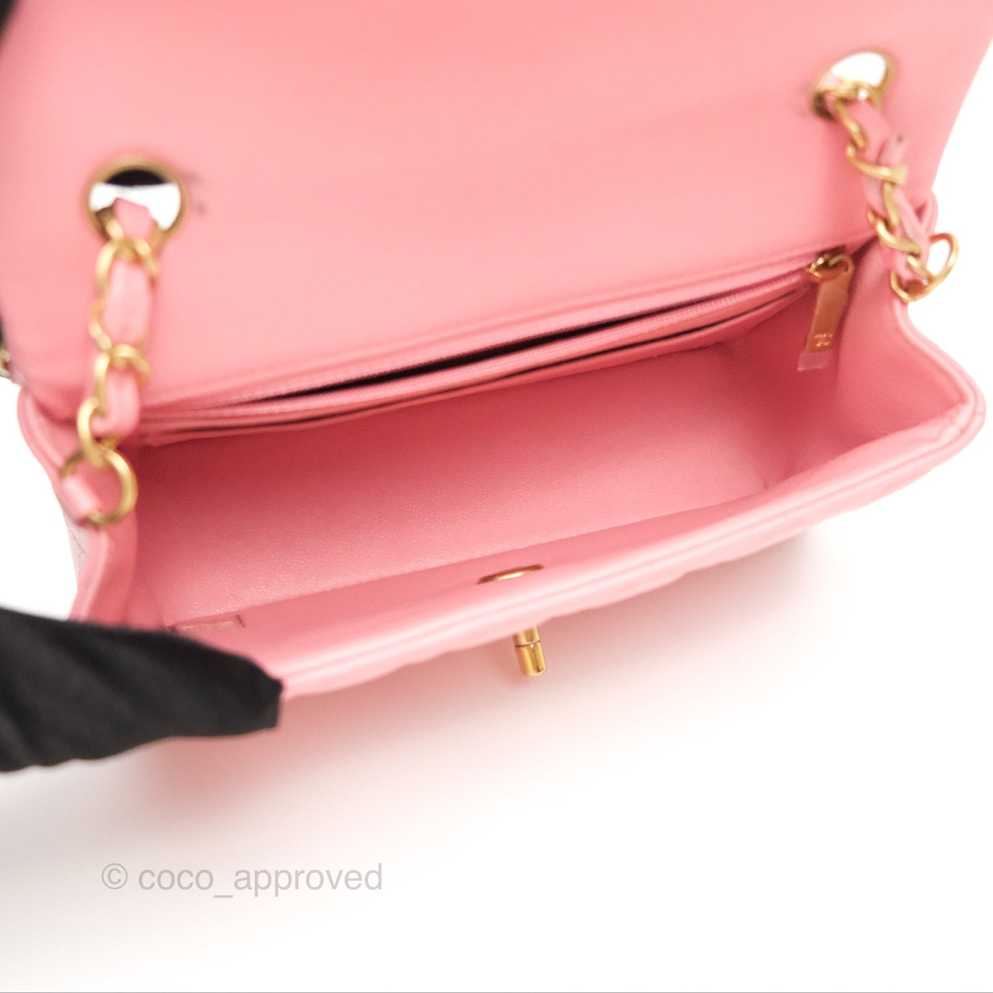 Chanel Quilted Mini Rectangular Pink Lambskin Gold Hardware