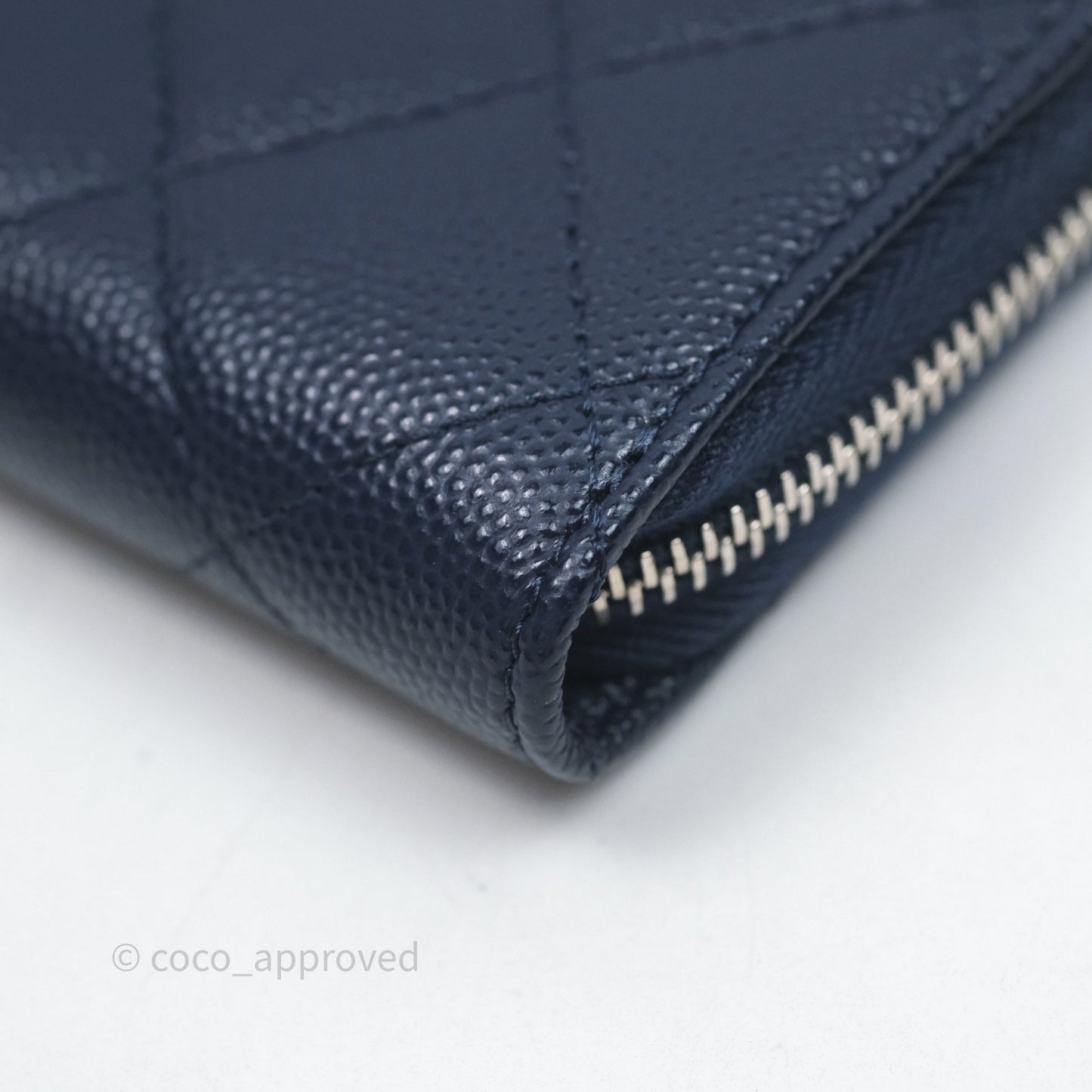 Chanel Logo CC Zipped Coin Purse Navy Caviar Silver Hardware 24P