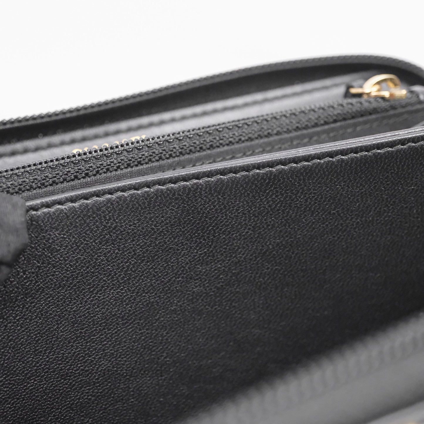 Chanel Boy Zip Long Wallet Black Lambskin Gold Hardware