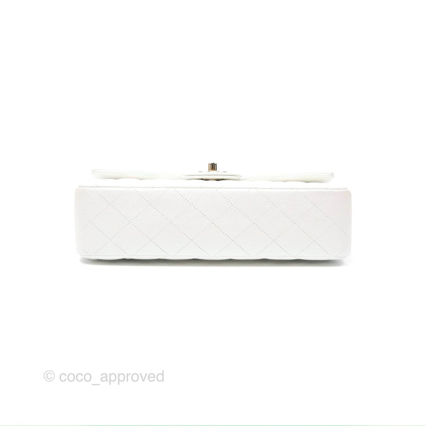 Chanel Classic M/L Medium Double Flap Iridescent White Calfskin Gold Hardware