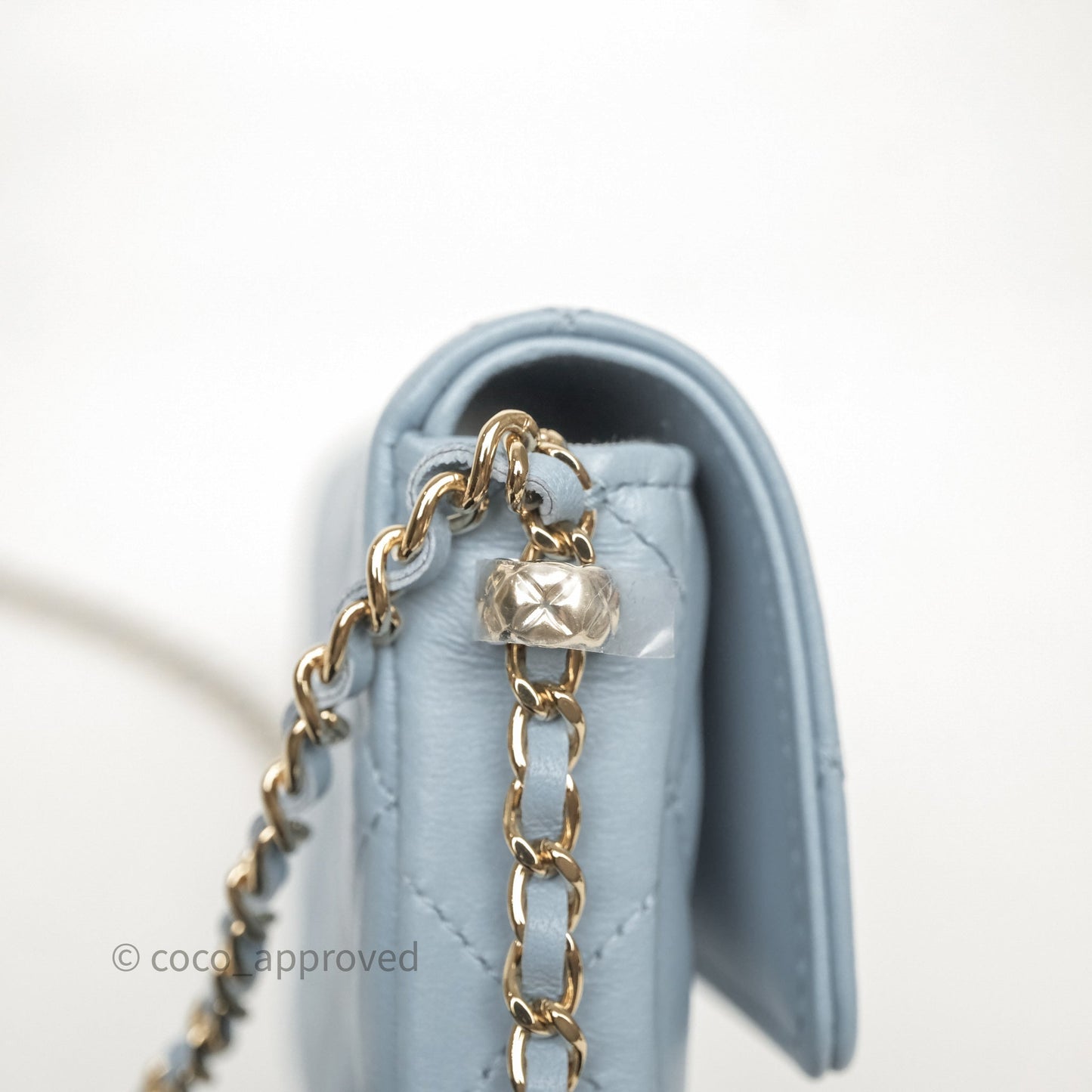 Chanel Mini Chain Around Clutch With Chain Blue Lambskin Gold Hardware