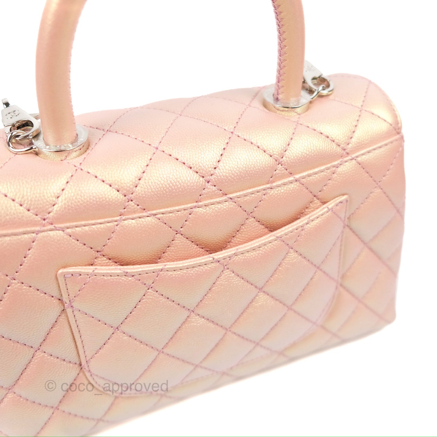 Chanel Small Quilted Coco Handle Iridescent Pink Caviar Rainbow Hardware