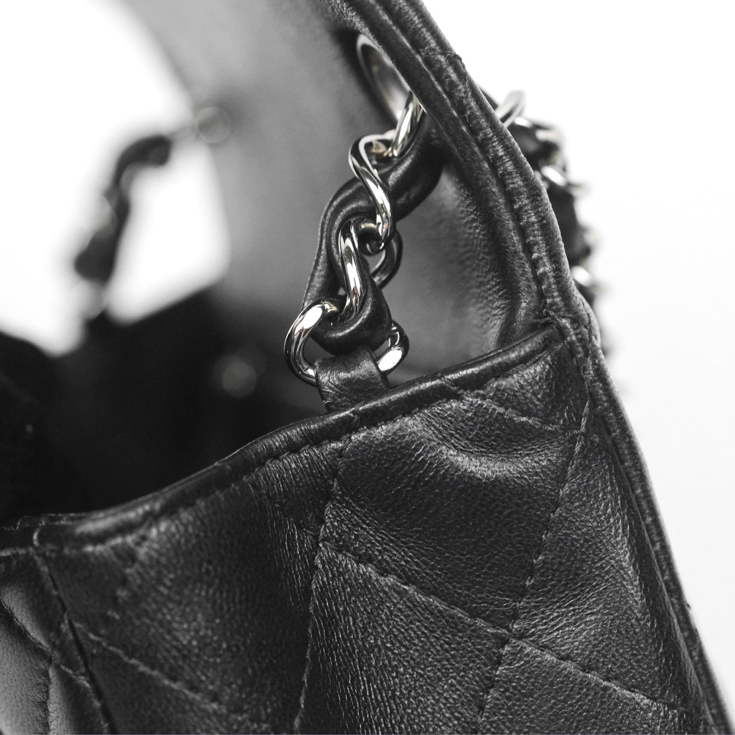 Chanel Mini Square Flap Quilted Black Lambskin Silver Hardware