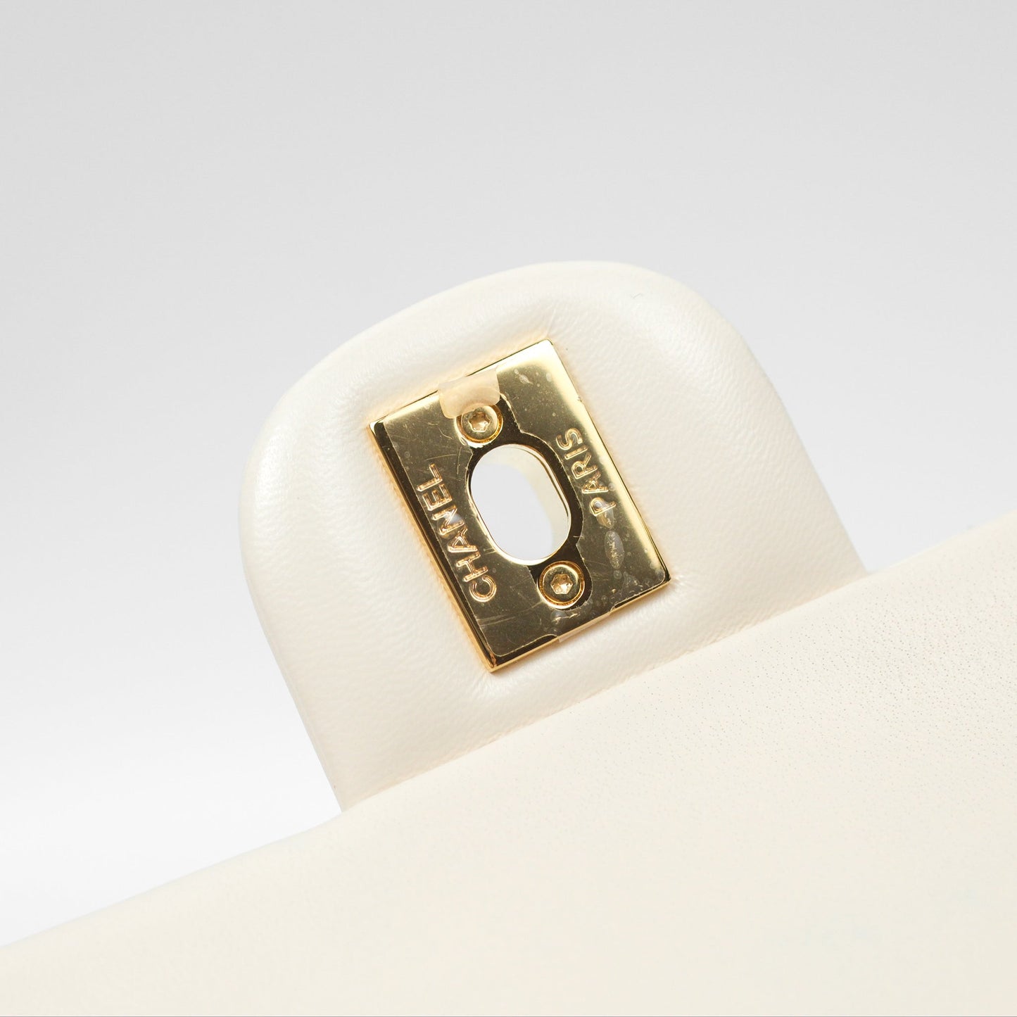 Chanel Top Handle White Lambskin Gold Hardware