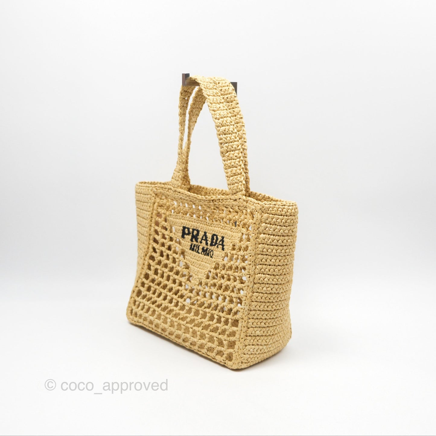Prada Small Raffia Shopping Tote Bag