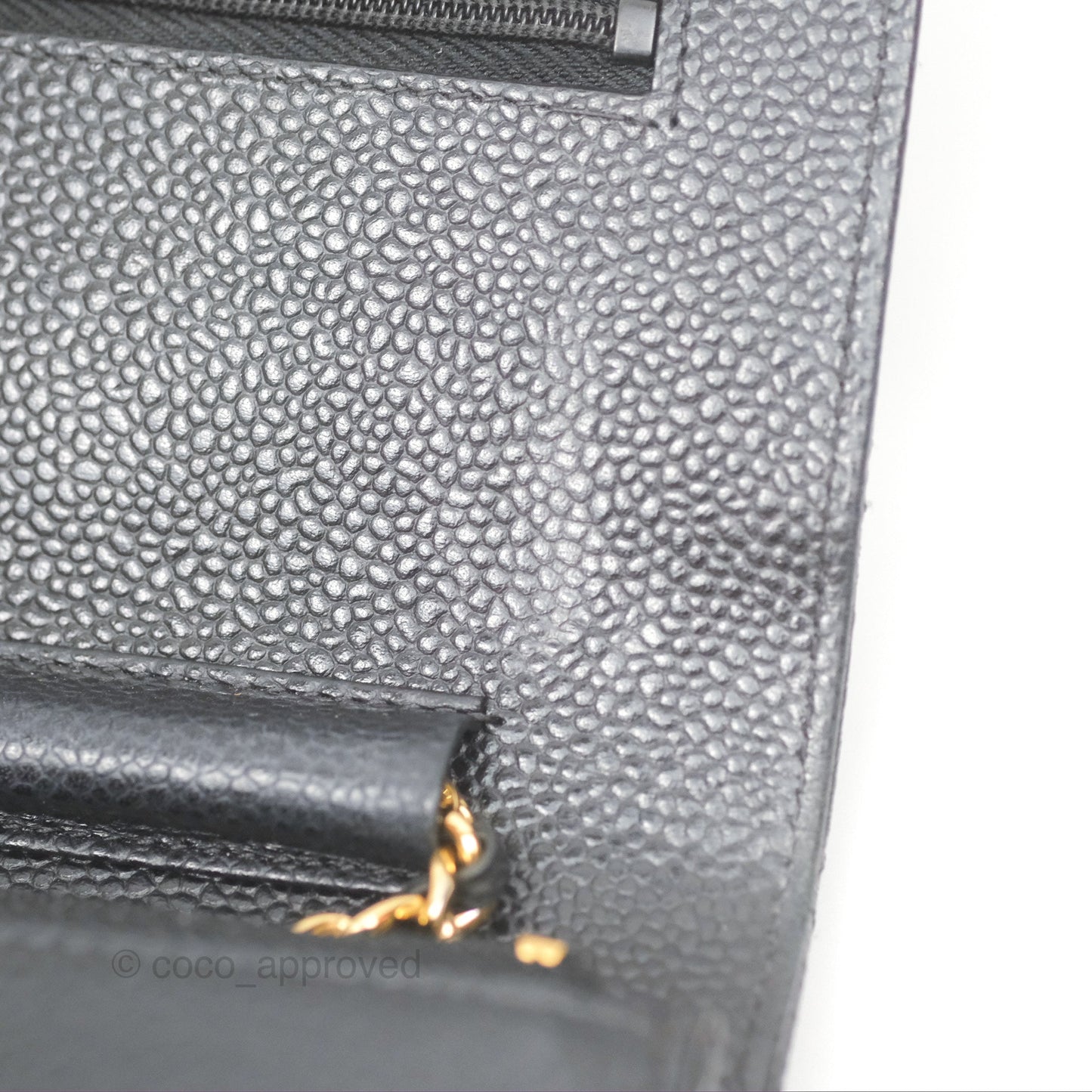 Chanel Classic Quilted Wallet On Chain WOC Black Caviar Gold Hardware
