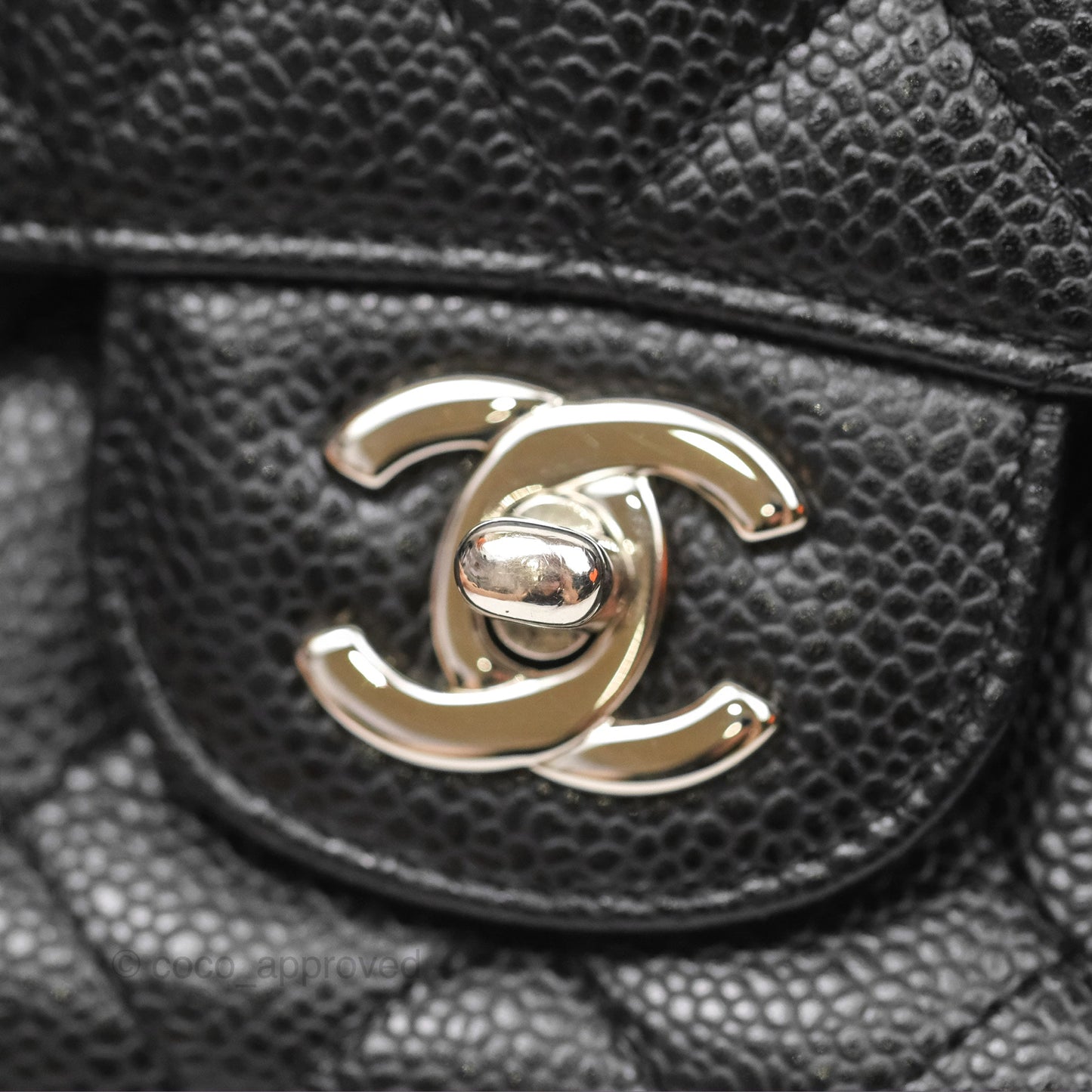 Chanel Classic M/L Medium Flap Quilted Black Caviar Silver Hardware