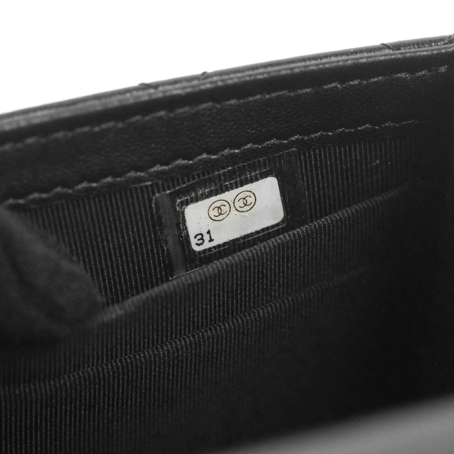 Chanel Small Quilted Trendy CC Clutch With Chain Black Lambskin Gold Hardware
