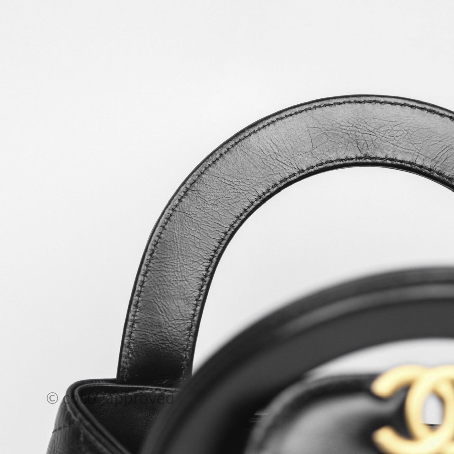 Chanel Kelly Bag Quilted Black Shiny Crumpled Calfskin Aged Gold Hardware