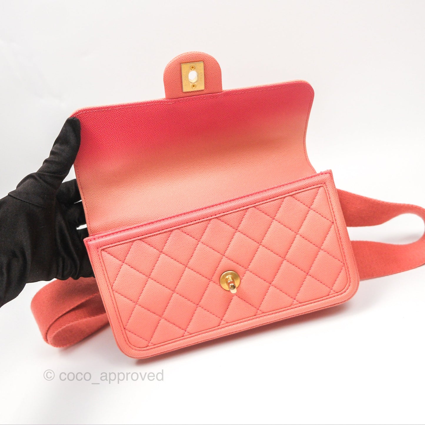 Chanel Sunset On The Sea Flap Bag Pink Caviar Aged Gold Hardware