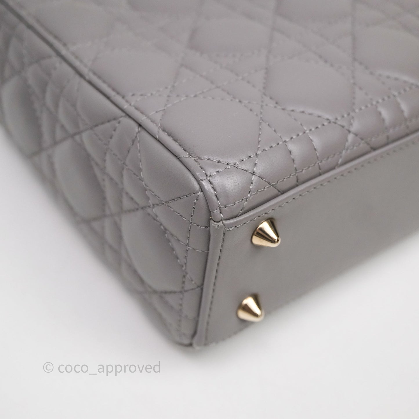 Christian Dior Small Lady Dior Grey Lambskin Gold Hardware