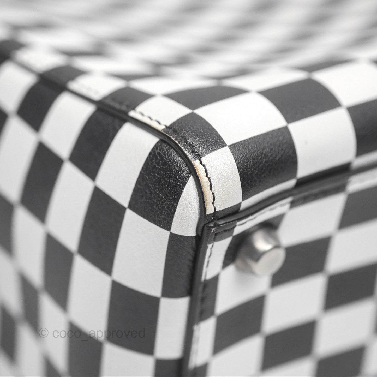 Christian Dior Medium Lady Dior Checkered Black/ White Calfskin