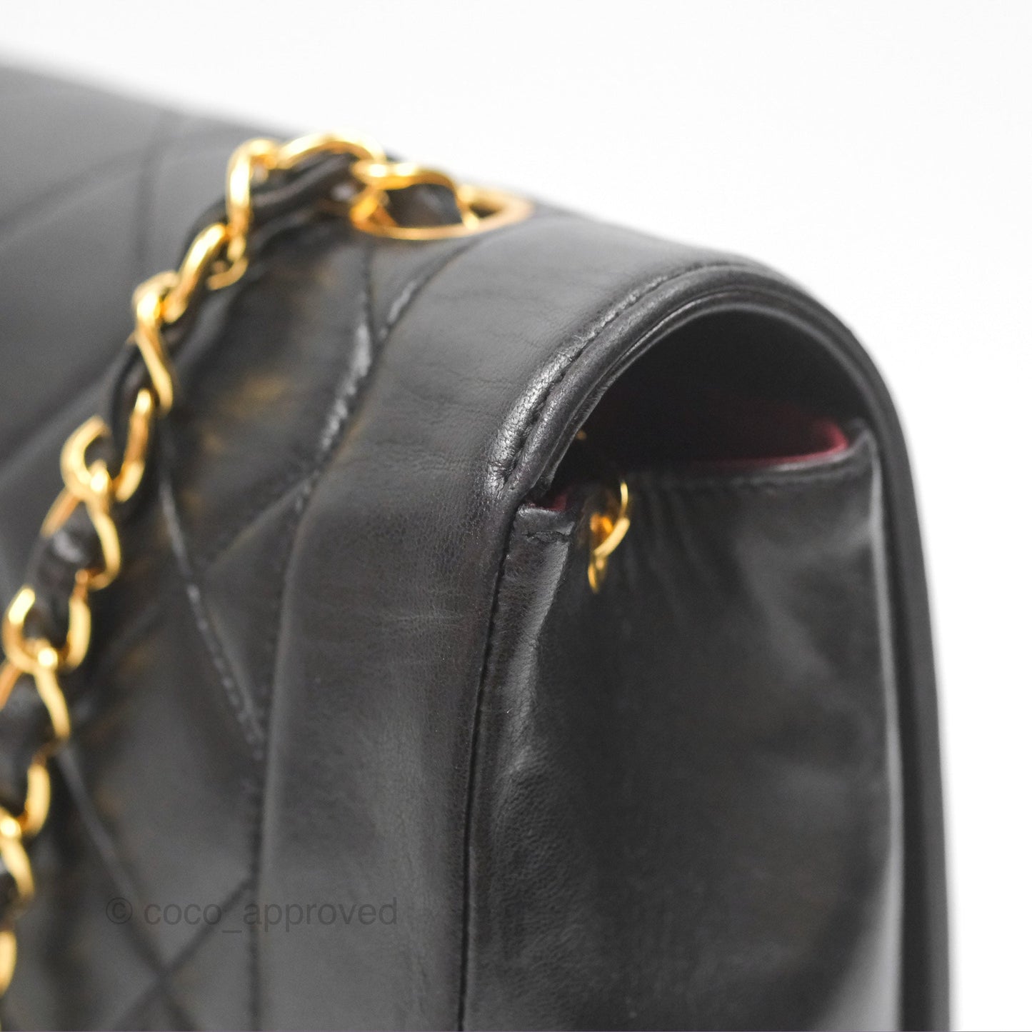 Chanel Vintage Medium Classic Diana Bag Quilted Black Lambskin 24K Gold Hardware
