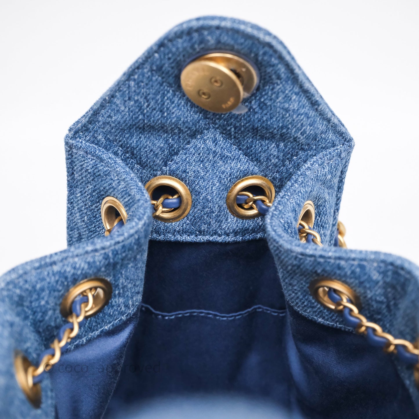 Chanel 25 Mini Washed Denim Aged Gold Hardware