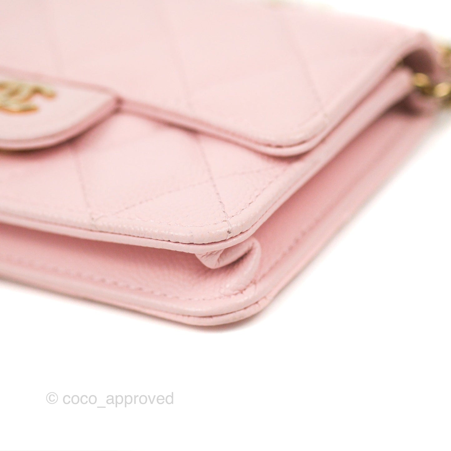 Chanel Mini Wallet With Chain Light Pink Caviar Gold Hardware