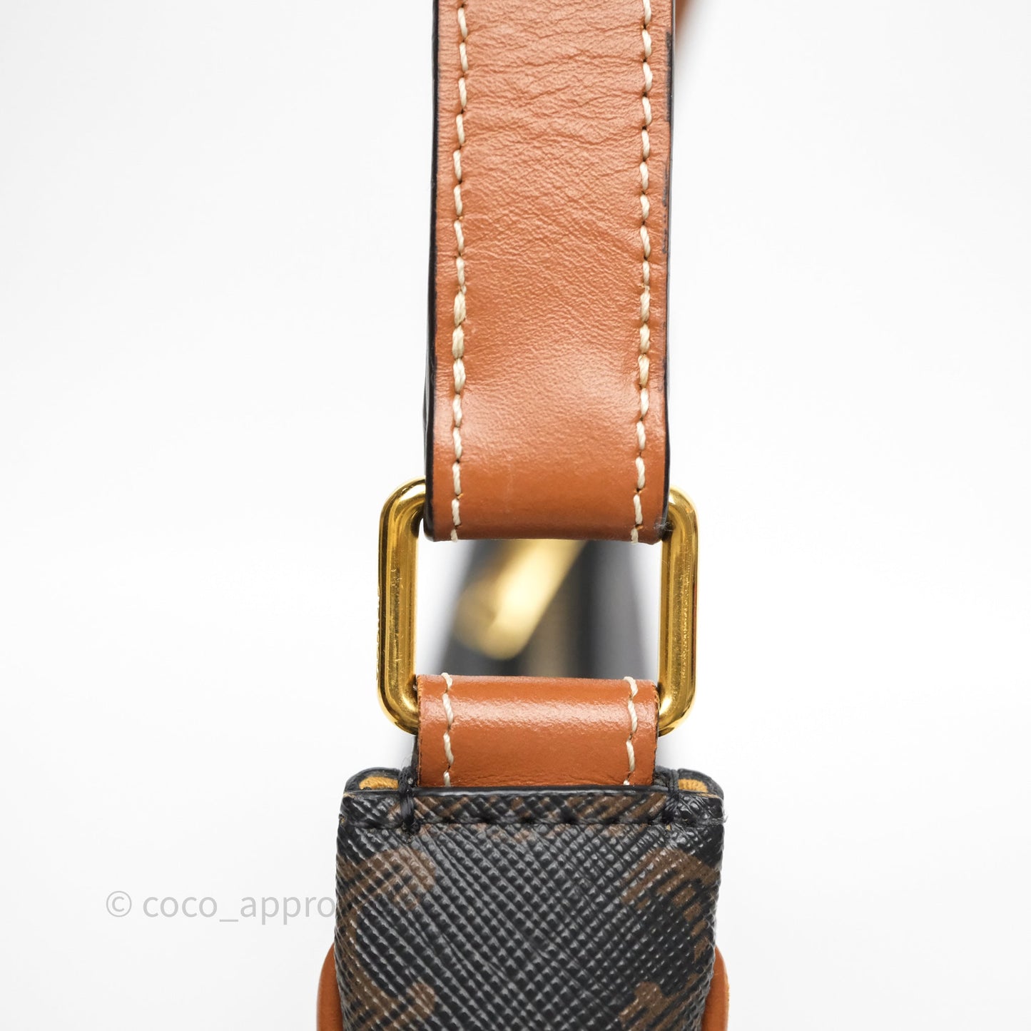 Celine Medium Ava Bag In Triomphe Canvas Calfskin Tan