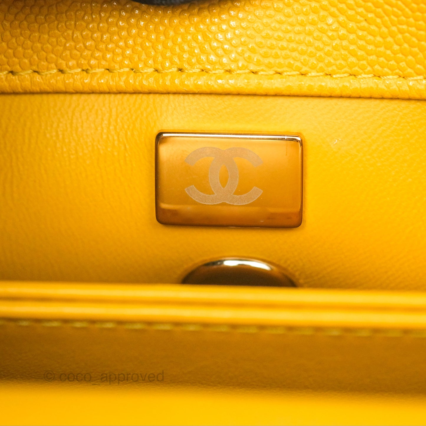 Chanel Small Coco Handle Mustard Yellow Caviar Gold Hardware