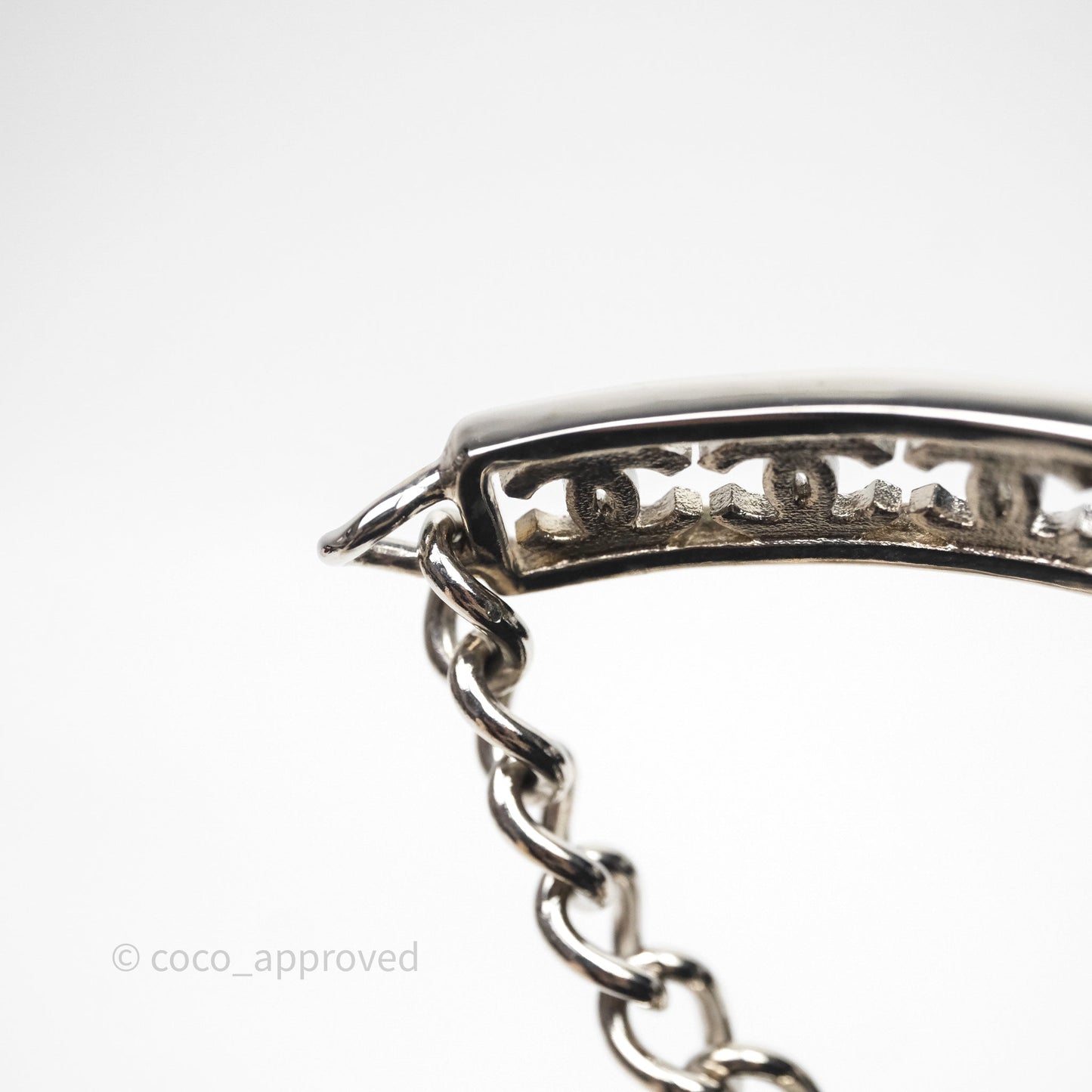 Chanel Crystal Logo Silver Chain Choker 22A