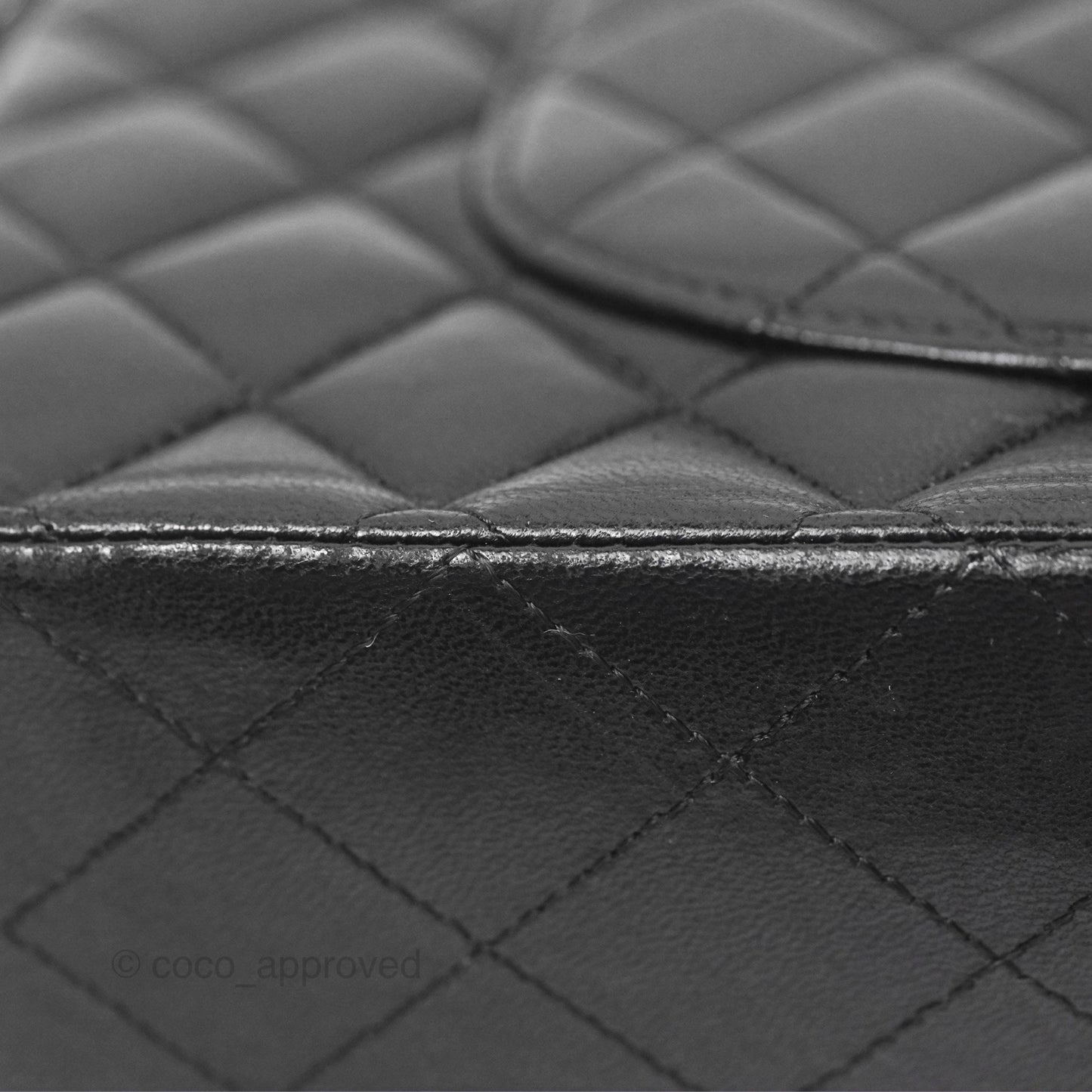 Chanel Classic M/L Medium Flap Quilted Black Lambskin Silver Hardware