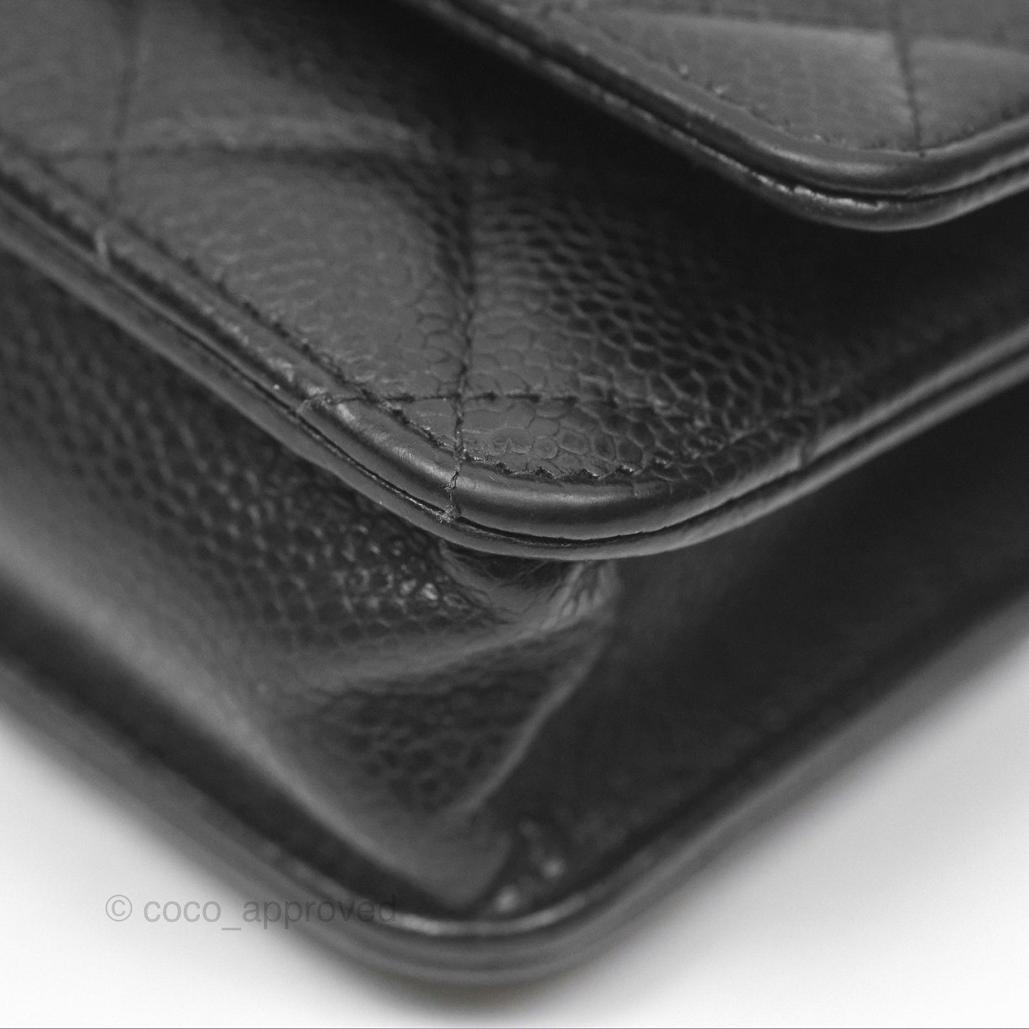 Chanel Classic Quilted Wallet On Chain WOC Black Caviar Gold Hardware
