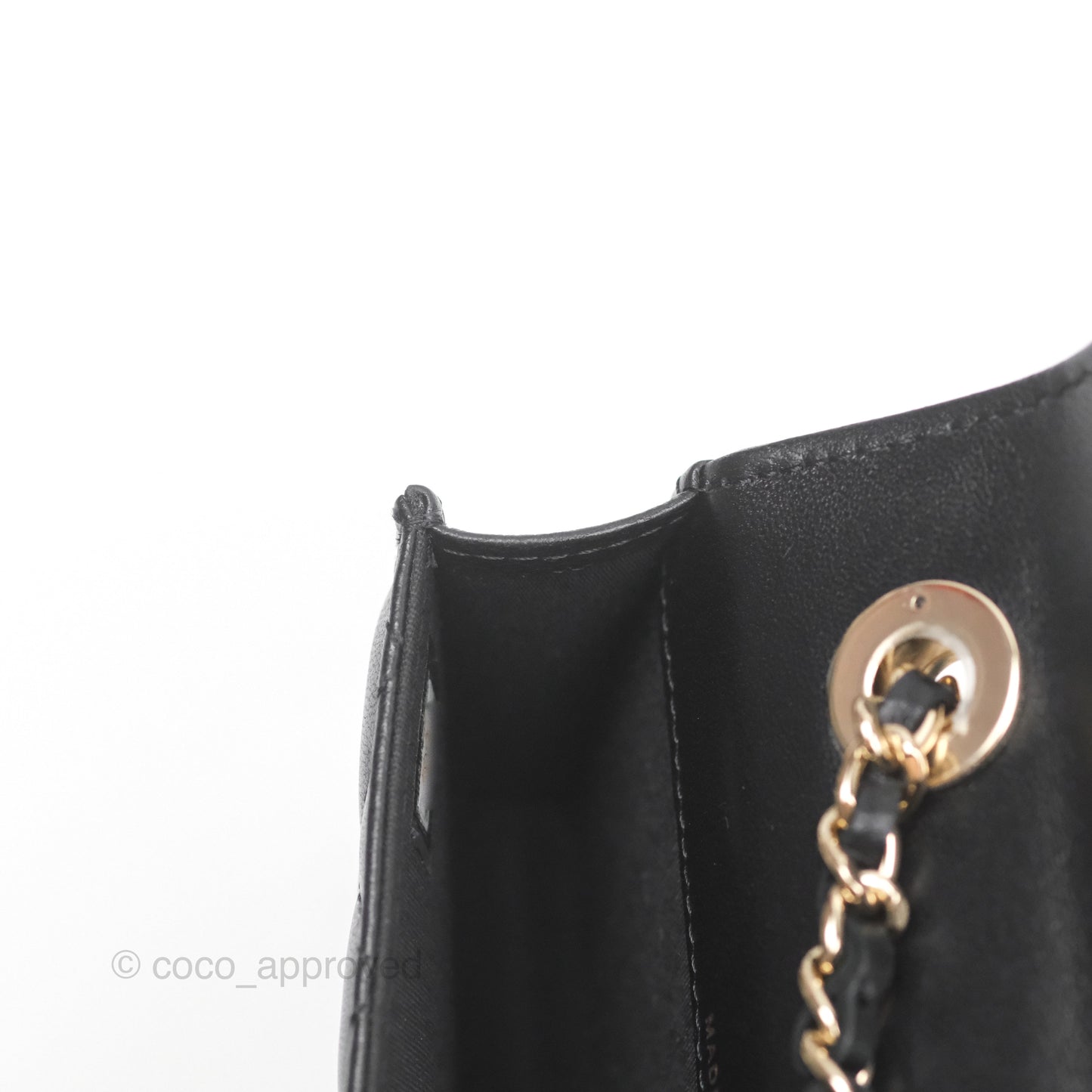 Chanel Mini Quilted Trendy CC Card Holder With Chain Black Lambskin Gold Hardware