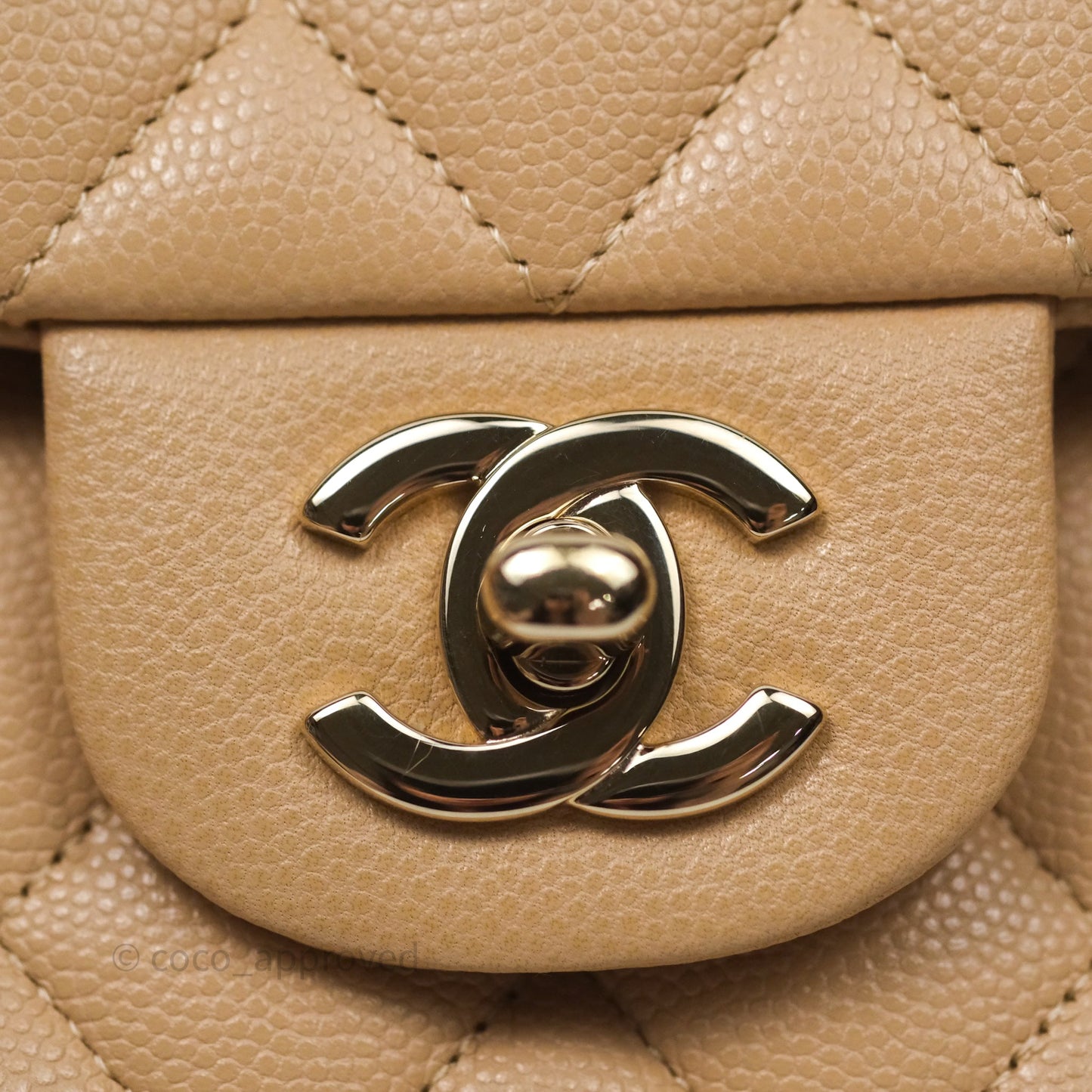Chanel Classic Small S/M Quilted Flap Beige Caviar Gold Hardware