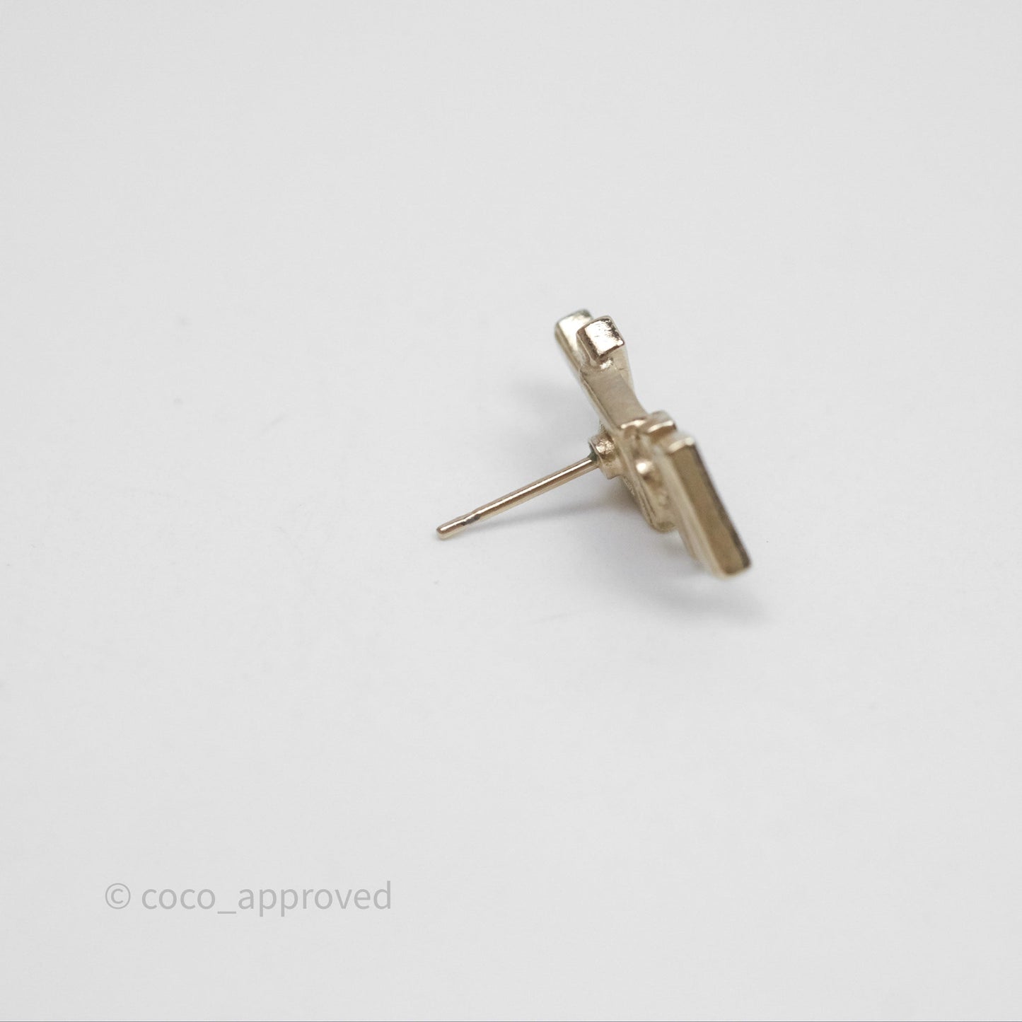 Chanel Logo CHA-NEL Crystal Earrings Gold Tone 20B